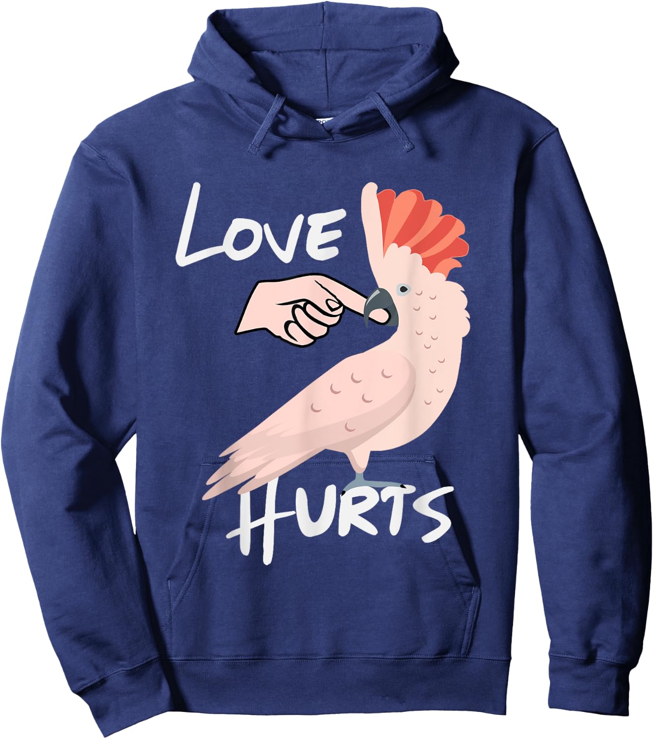 Love Hurts Moluccan Cockatoo Parrot Biting Finger Hoodie - Hoodie | Navy