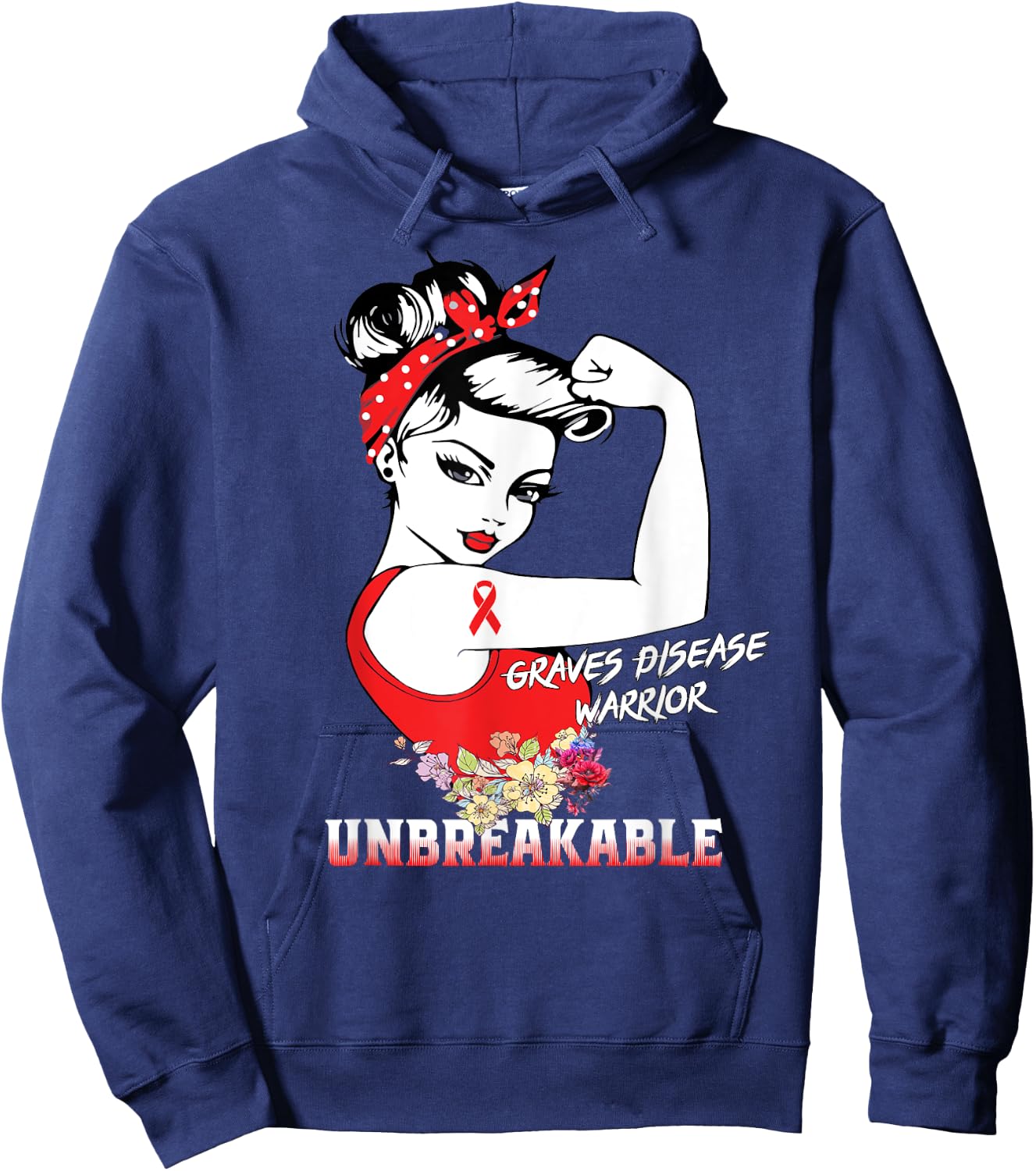 Graves Disease Warrior Unbreakable Awareness Gift Hoodie - Hoodie | Navy