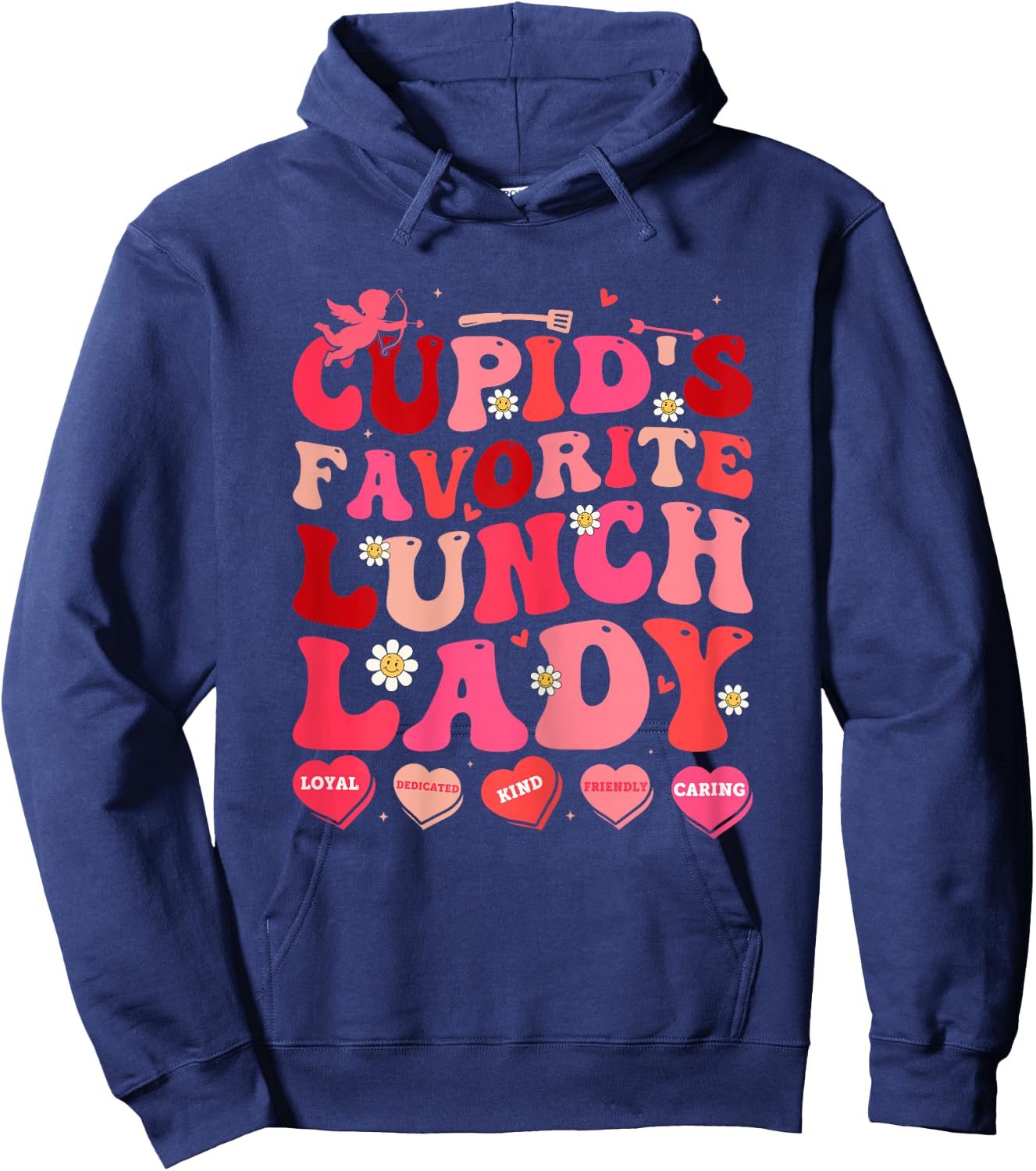 Cupid's Favorite Lunch Lady Cafeteria Worker Valentine's Day Hoodie - Hoodie | Navy