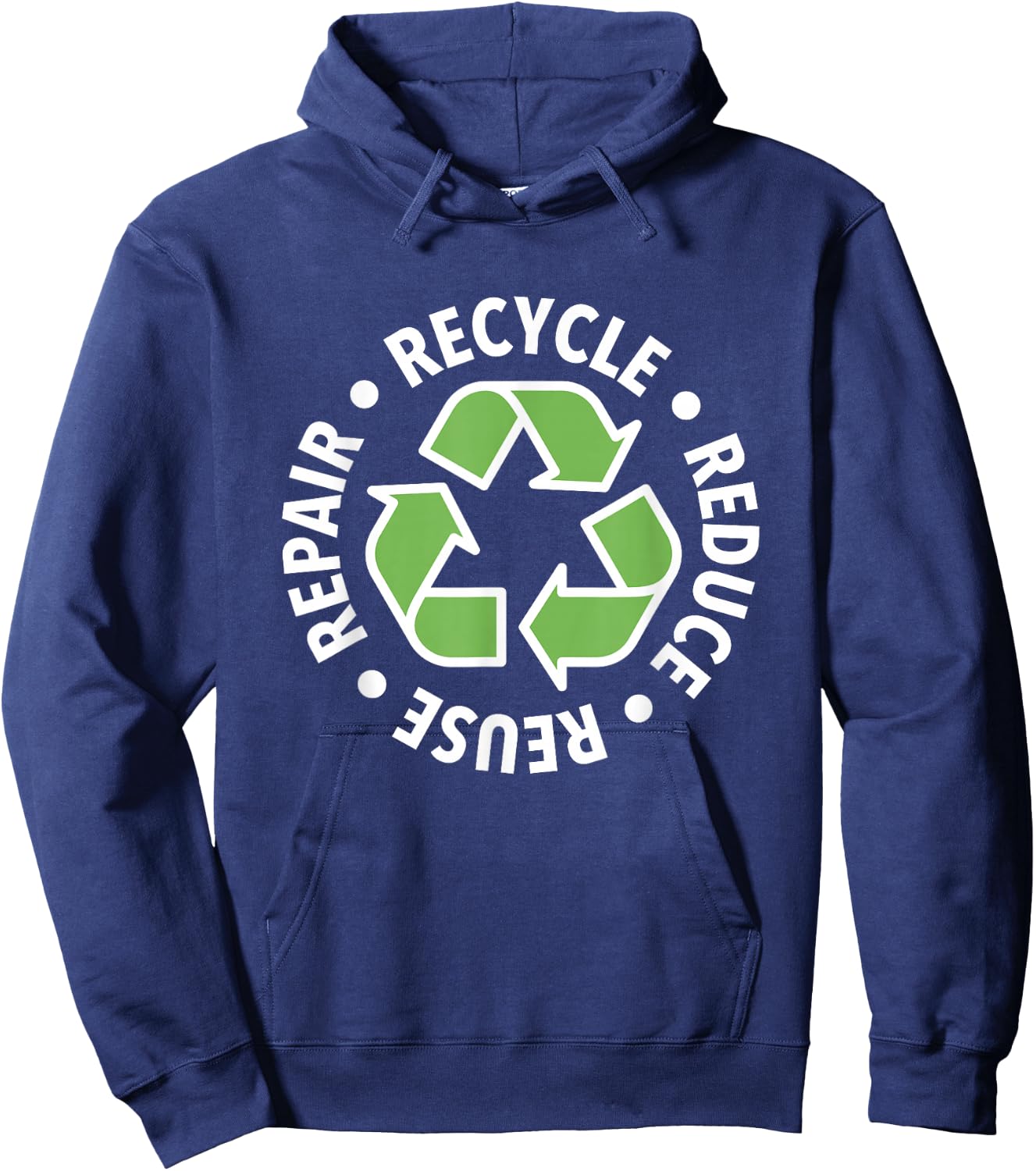 Recycle - Reduce - Reuse - Repair Green Logo Hoodie - Hoodie | Navy