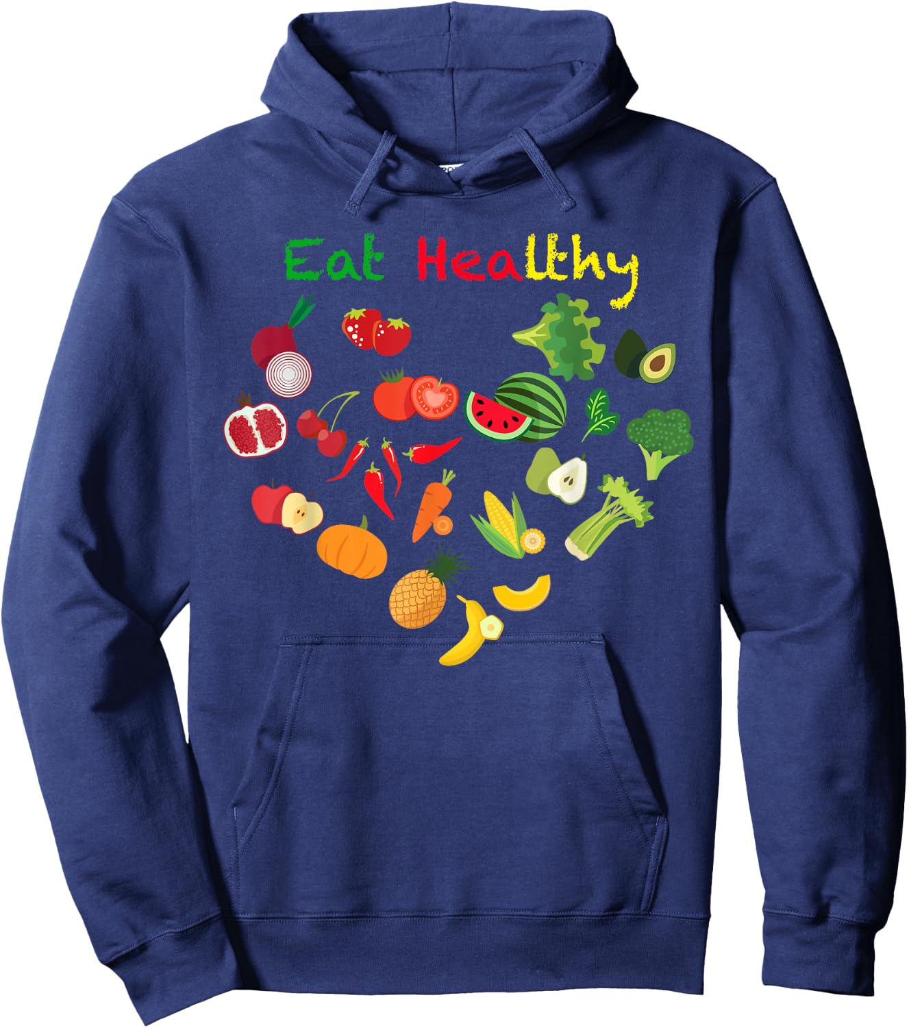 Eat Healthy with Vegetables and Fruits Hoodie - Hoodie | Navy