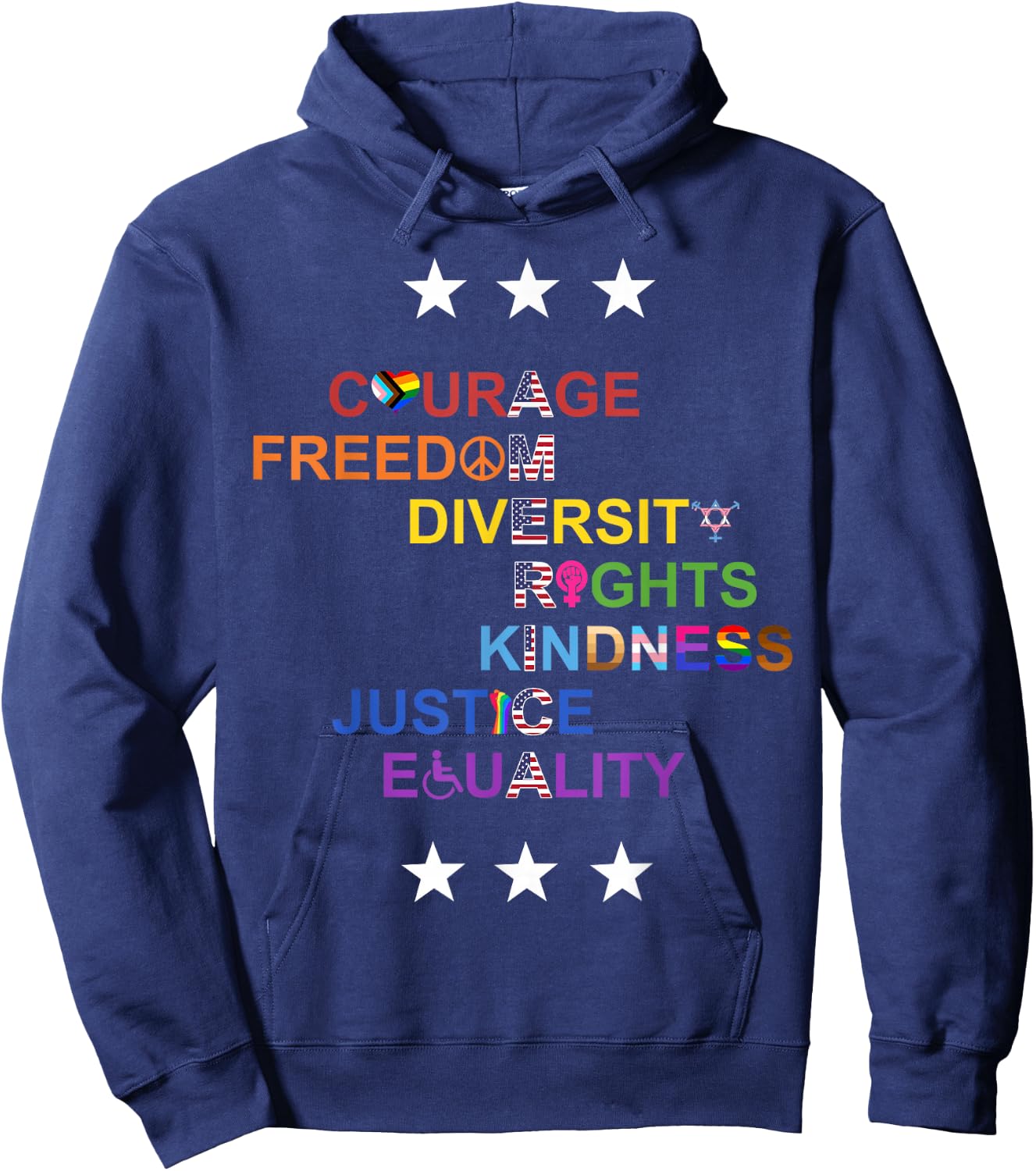 America Courage Freedom Diversity Hoodie - Hoodie | Navy