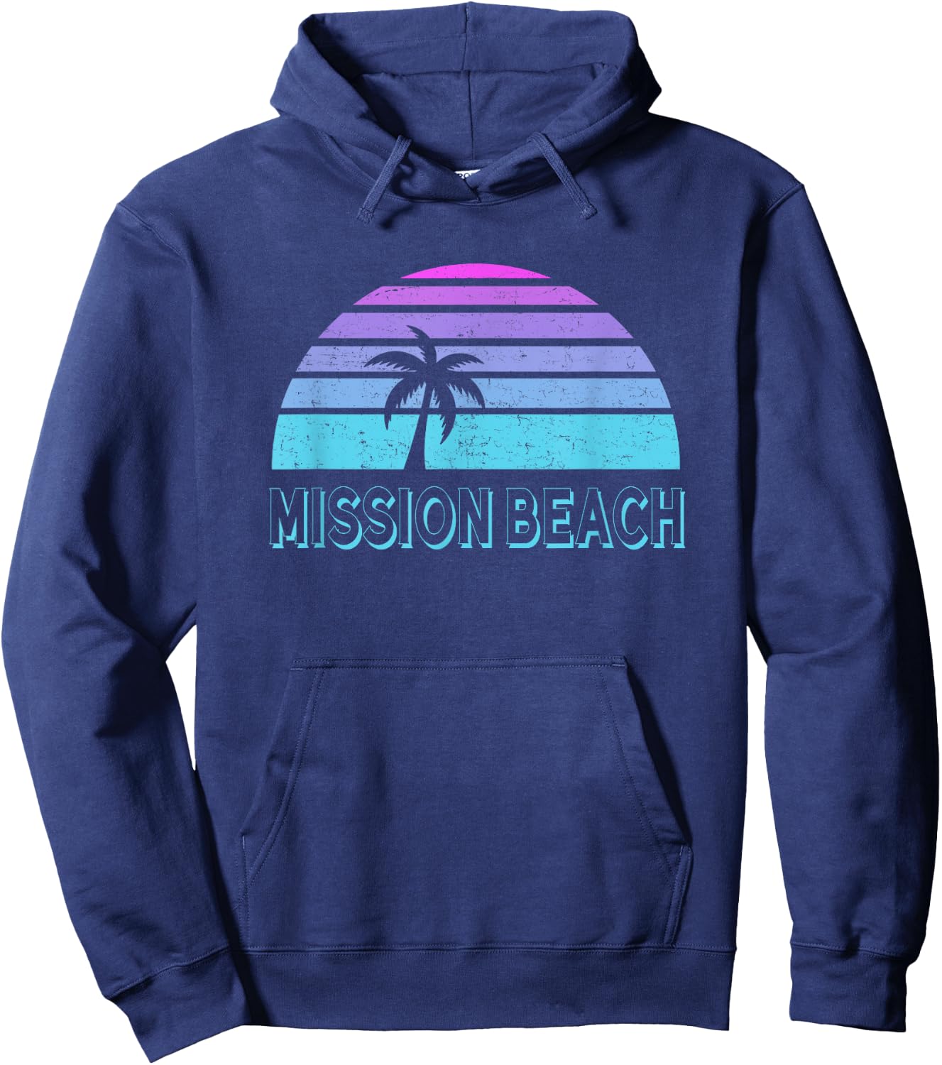 Mission Beach San Diego Vintage Retro 70s Throwback Men Women Kids Hoodie - Hoodie | Navy