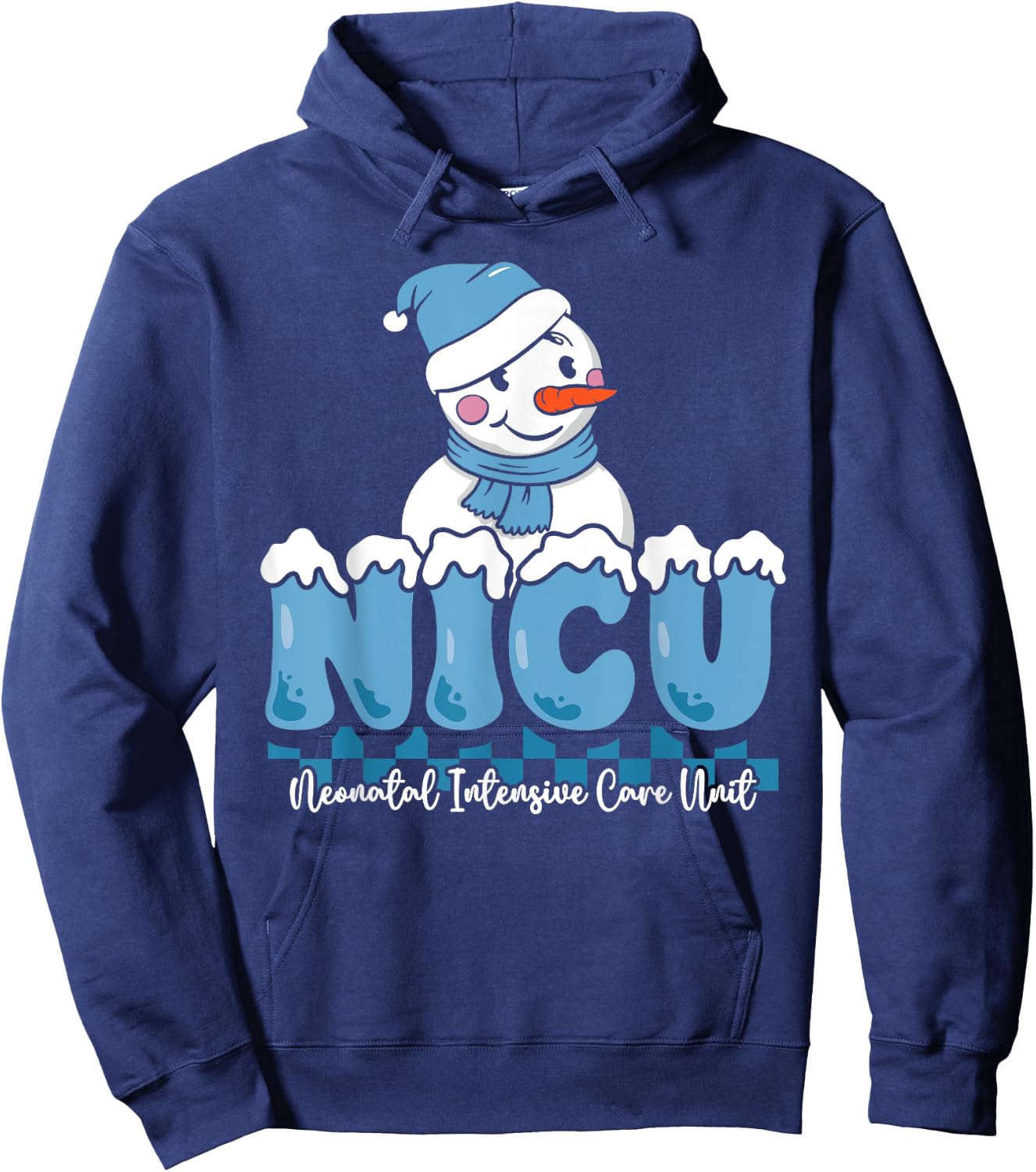 Christmas NICU Snowman Neonatal ICU Nurse Squad Nursing Gift Hoodie - Hoodie | Navy
