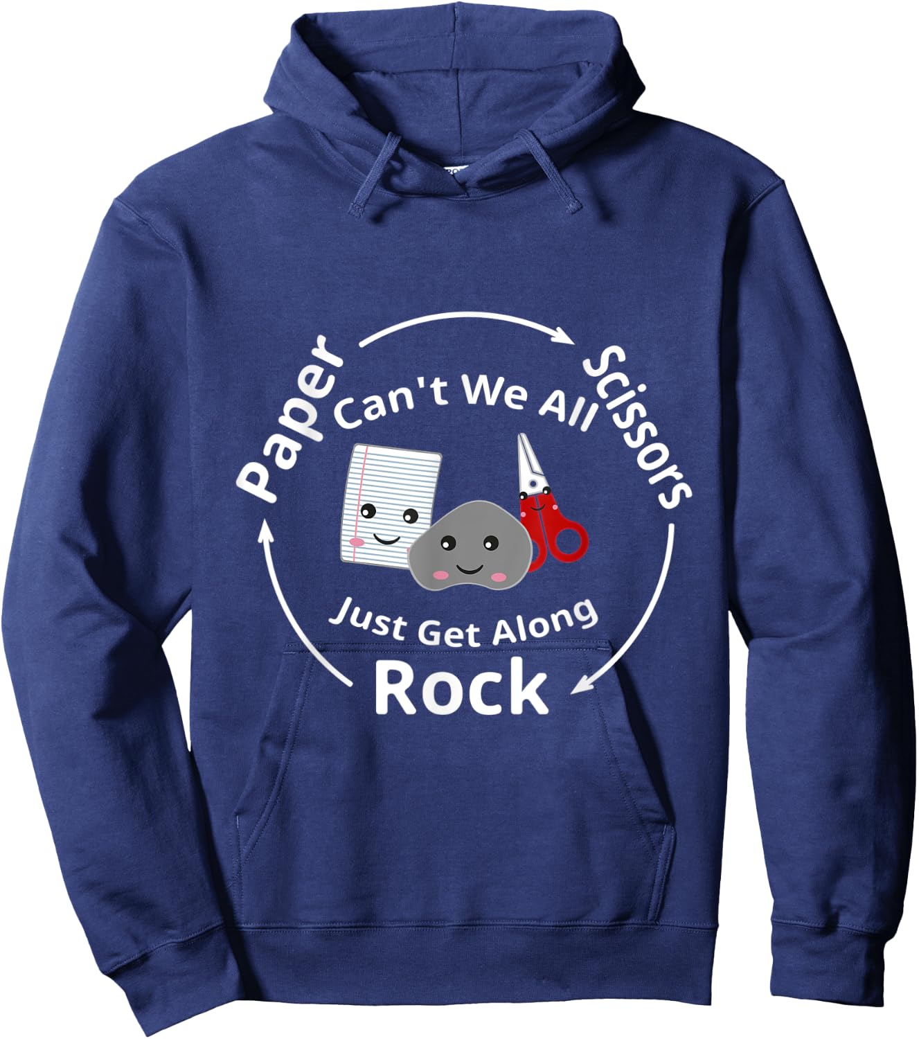 Funny Rock Paper Scissors Can't We All Just Get Along Hoodie - Hoodie | Navy