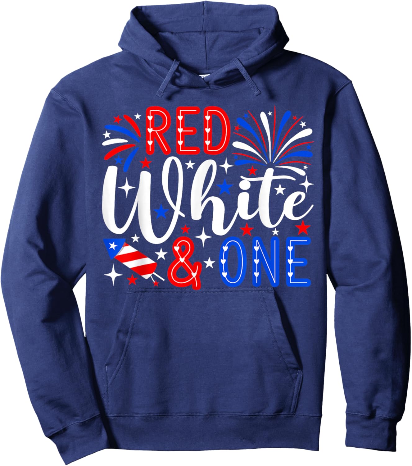 Red White and One 1st Birthday 4th of July Patriotic Hoodie - Hoodie | Navy