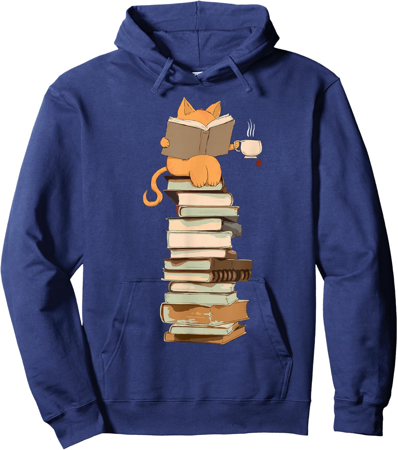 Kawaii Cat Librarian Print Cat Lover Gifts Graphic Hoodie - Hoodie | Navy