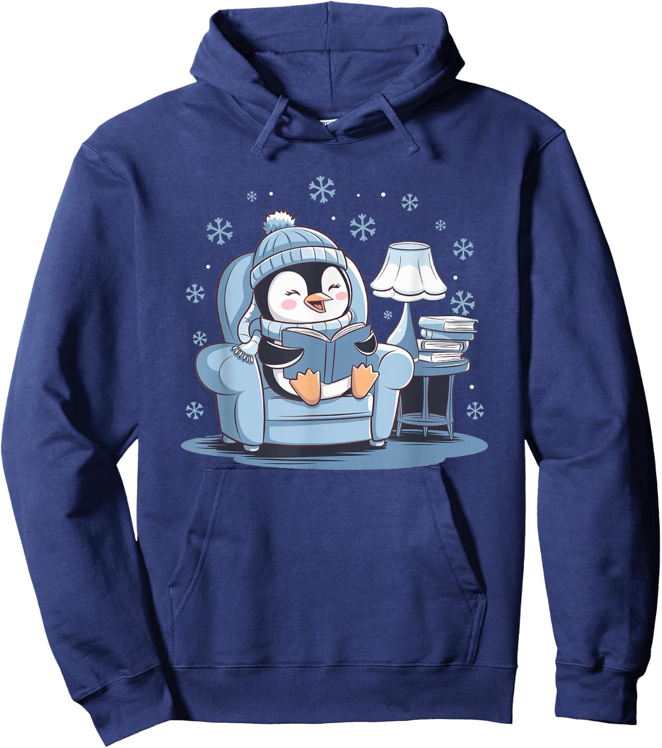 Penguin Reading Arctic Wildlife Animal Winter Snow Lover Hoodie - Hoodie | Navy