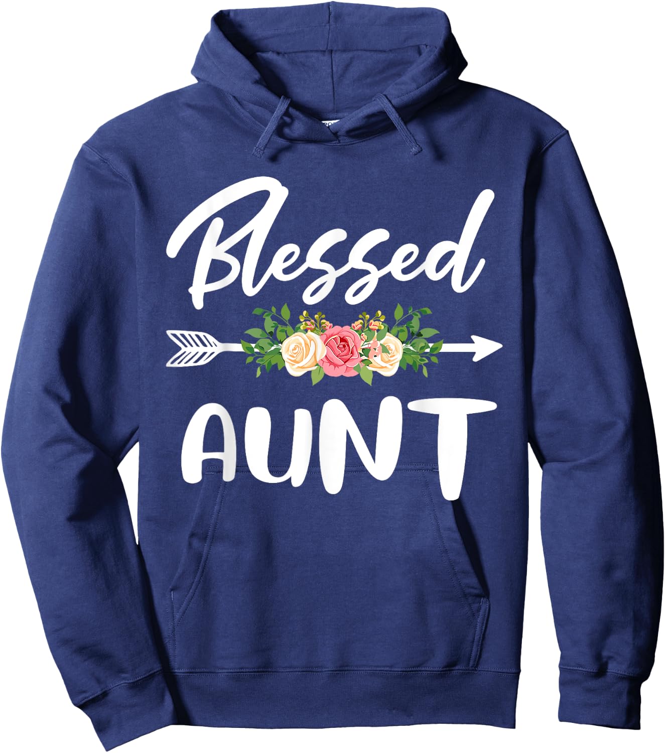 Blessed to be called Aunt Floral Arrow Design Mothers Day Hoodie - Hoodie | Navy