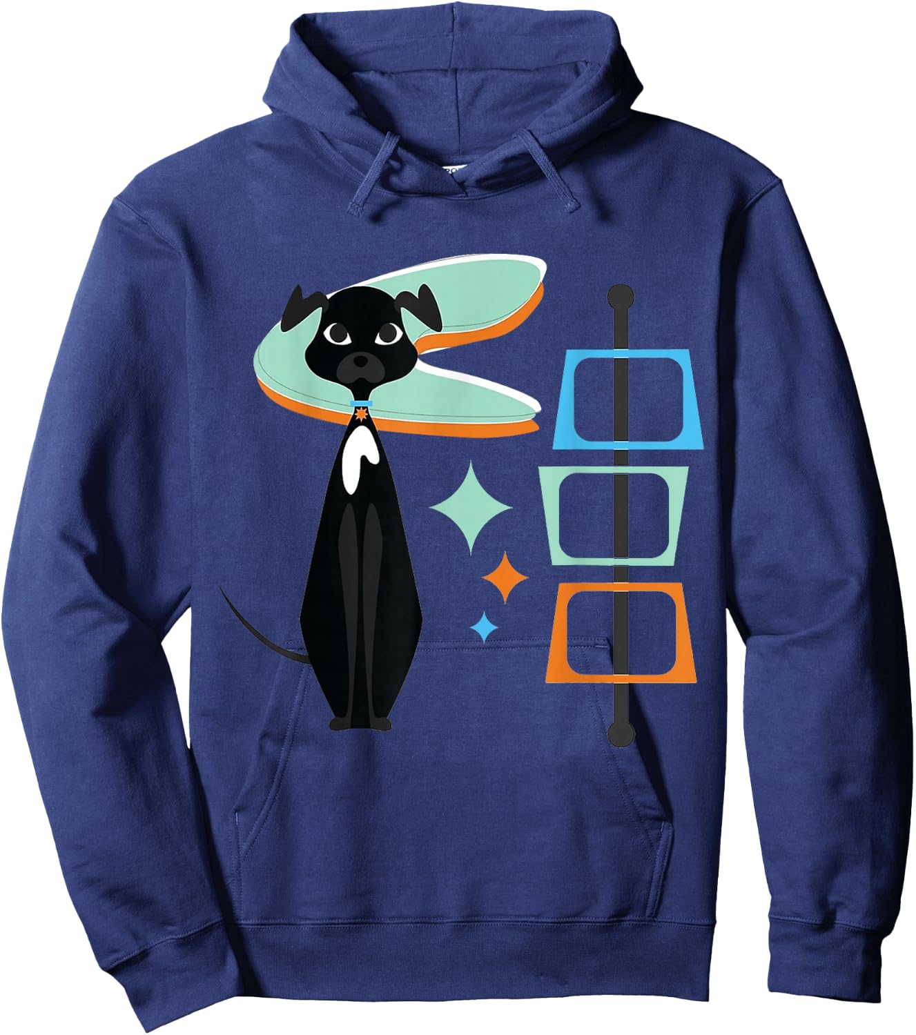 Retro Mid-Century Modern Dogs 50s 60s Style Hoodie - Hoodie | Navy