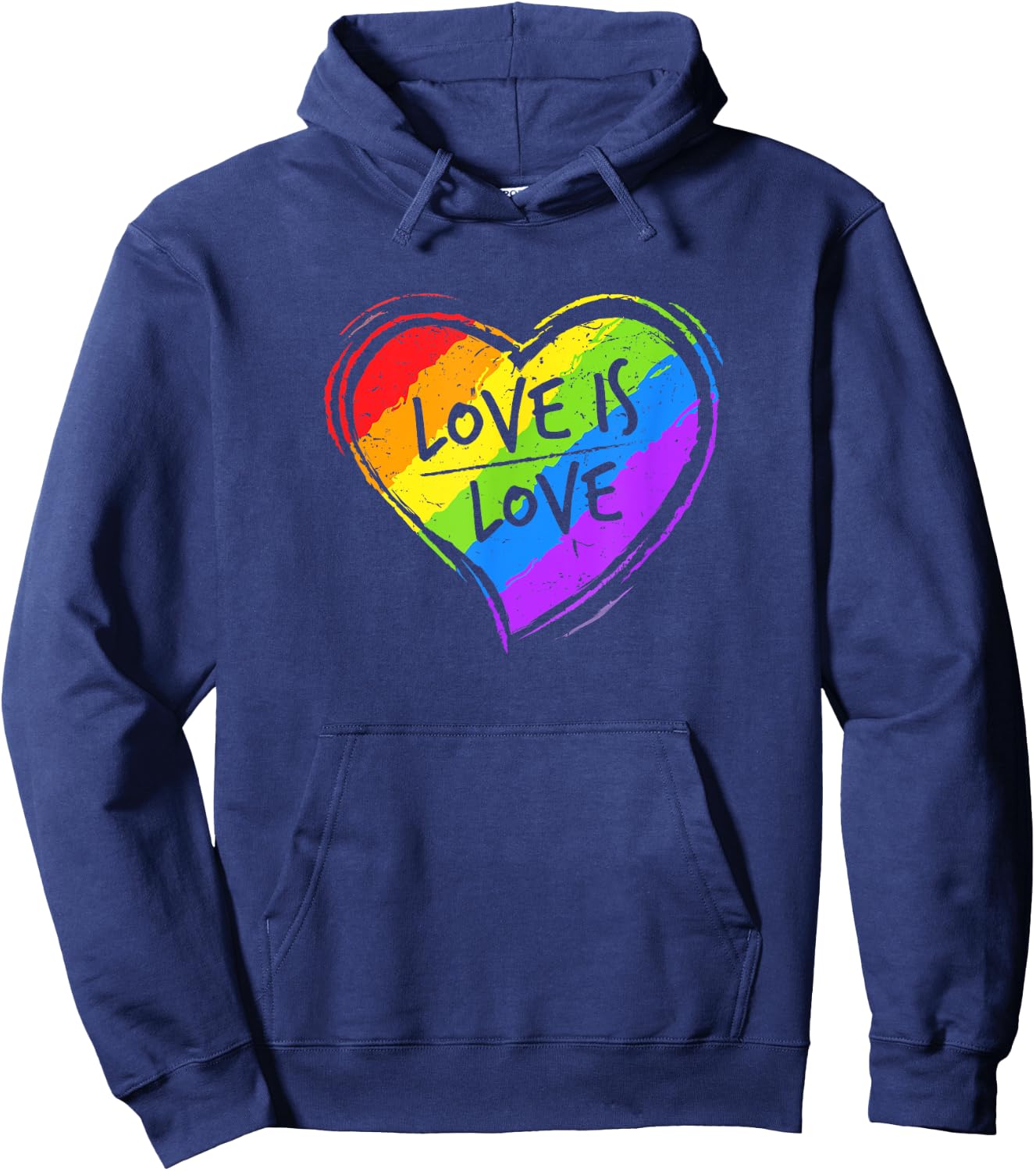Love Rainbow Heart Funny Quote Hoodie - Hoodie | Navy