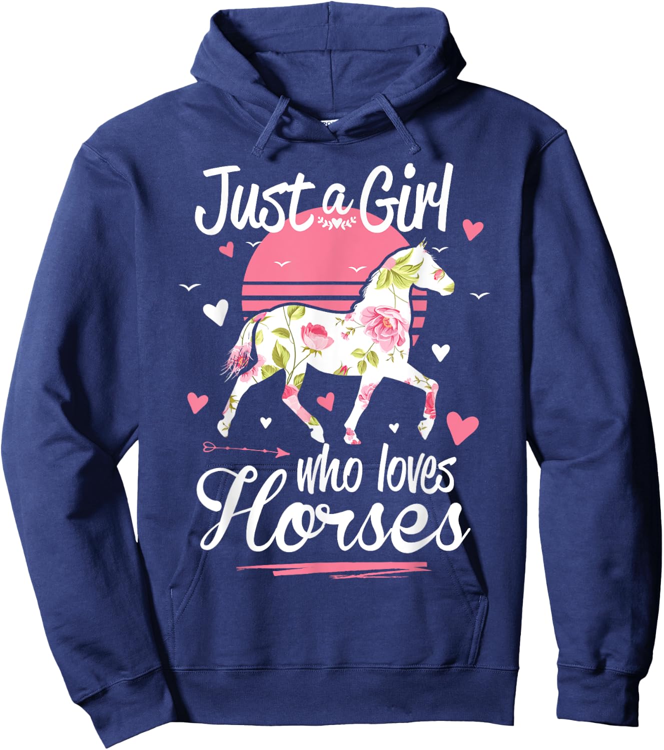 Just A Girl Who Loves Horses Shirt Vintage Hoodie - Hoodie | Navy