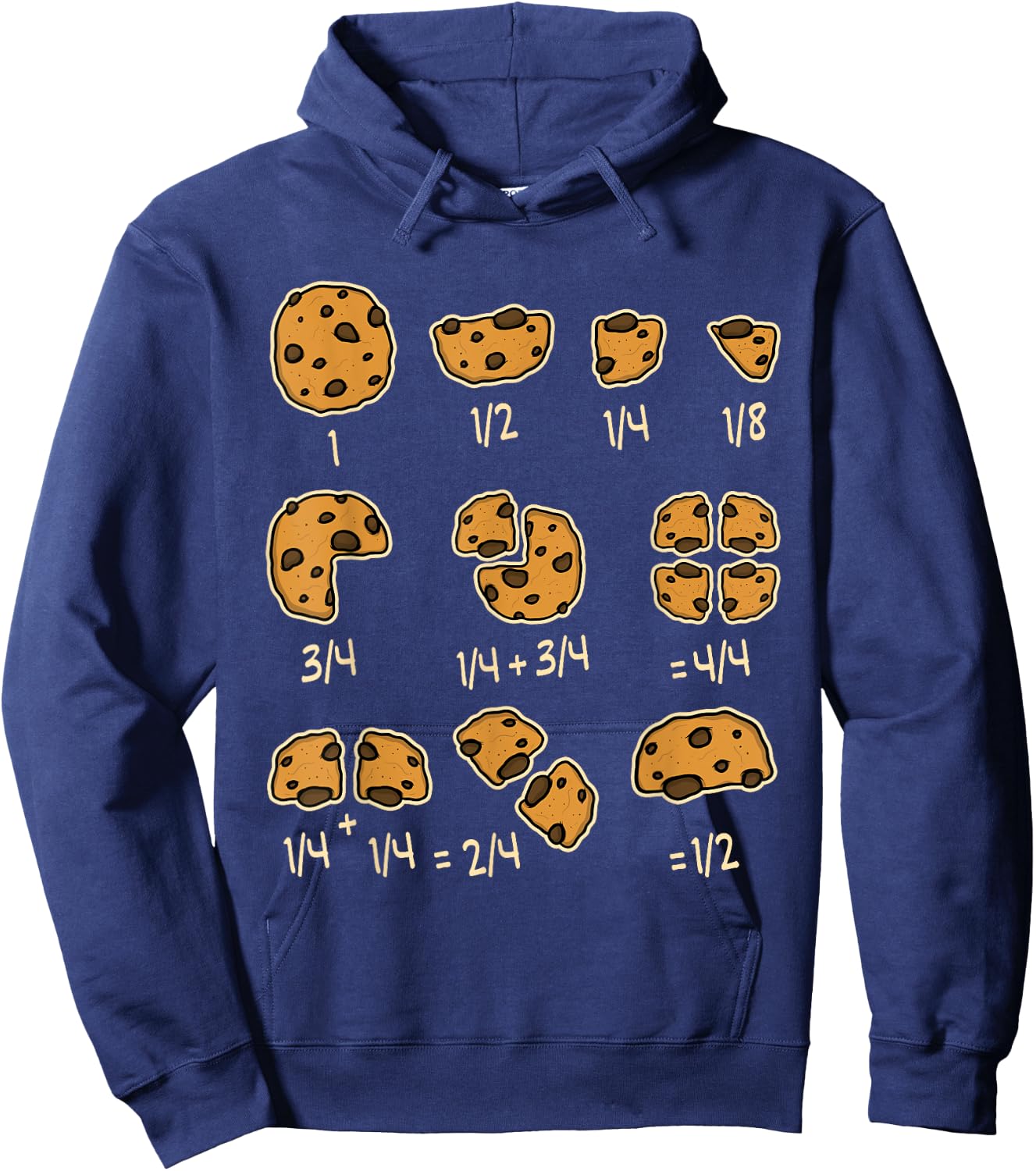 Chocolate Cookie Quick Math Fraction Math Teachers Women Girls Kids Hoodie - Hoodie | Navy