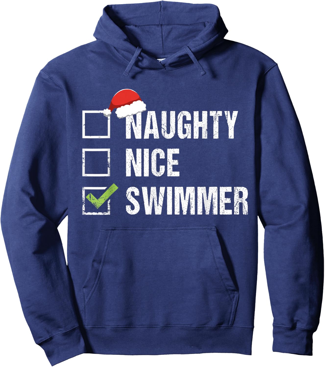 Naughty Nice Swimmer Shirt Swim Santa Hat Christmas Gift Hoodie - Hoodie | Navy