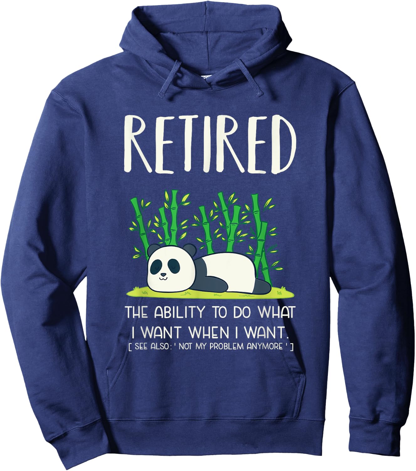 Retired Definitin Lazy Panda T Shirt Retirement Gag Shirt Hoodie - Hoodie | Navy