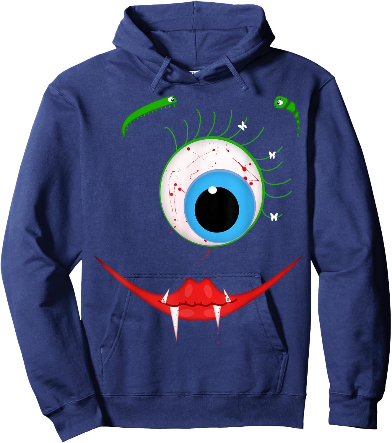 Cute Scary One-Eyed Bloodsucking Monster Halloween Costume Hoodie - Hoodie | Navy