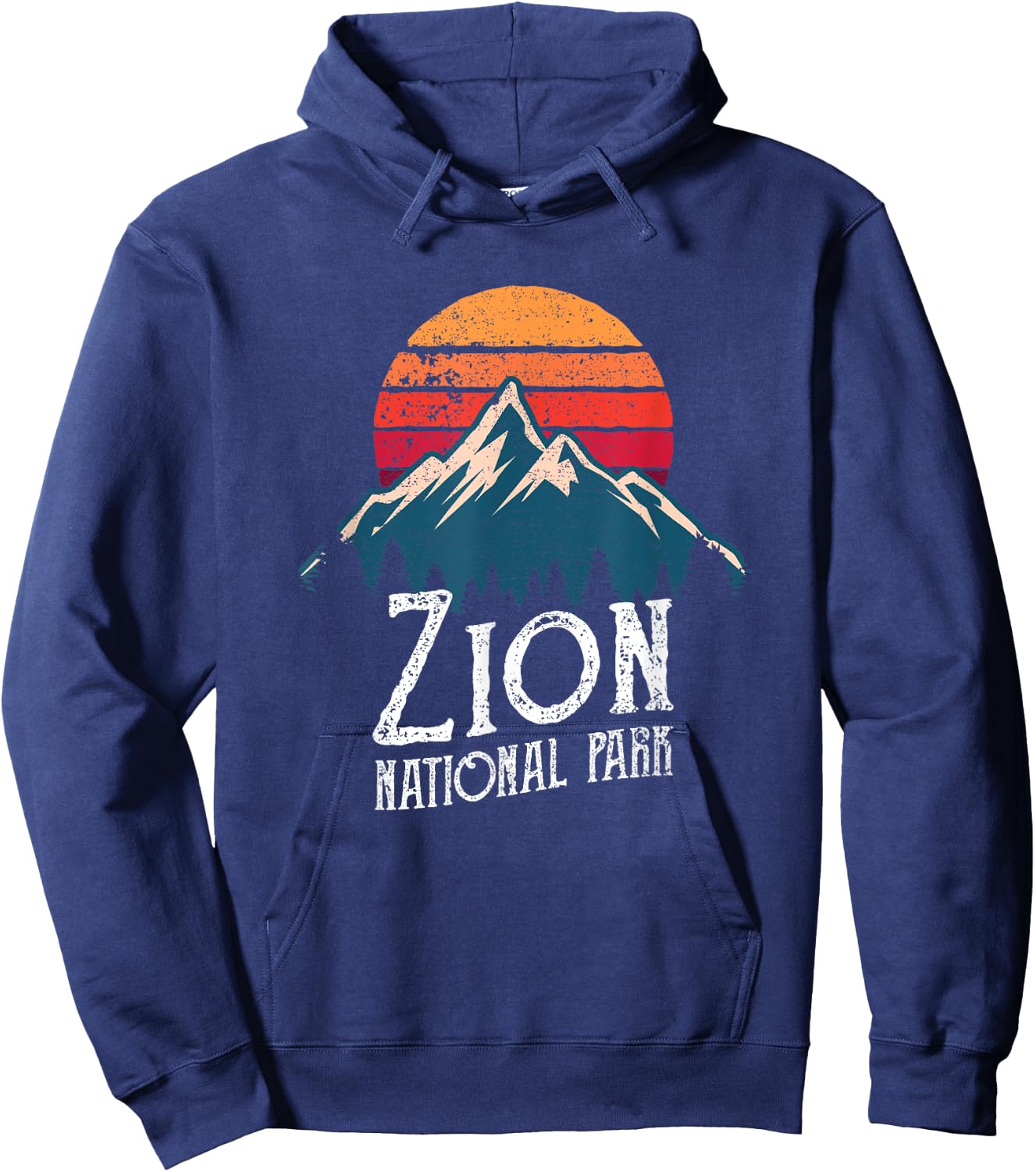Vintage Retro Zion National Park Utah Mountain T Shirt Hoodie - Hoodie | Navy