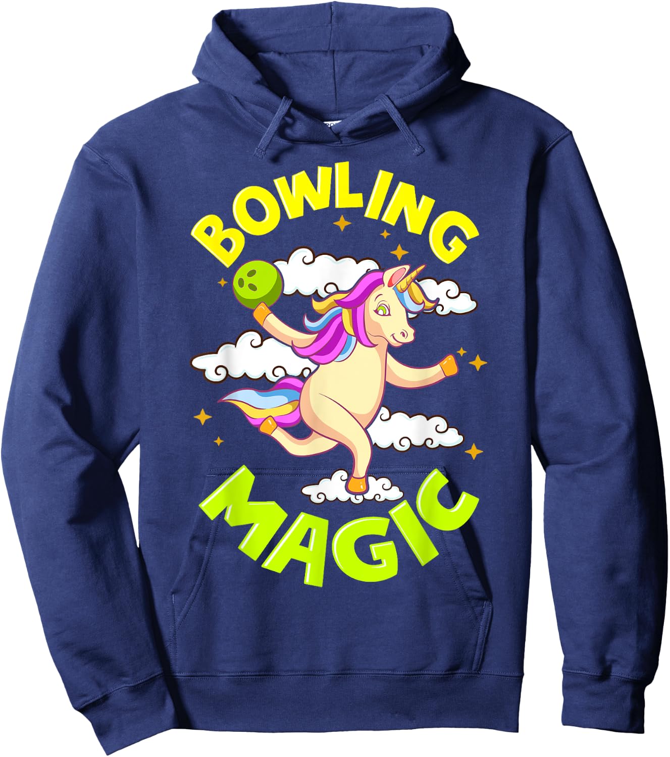 Funny Bowling Unicorn Design Gift Bowling Magic Outfit Hoodie - Hoodie | Navy