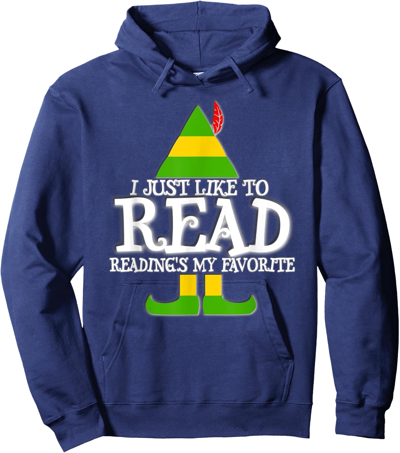 I Just Like To Read READING ELF Book Lover Christmas Holiday Hoodie - Hoodie | Navy