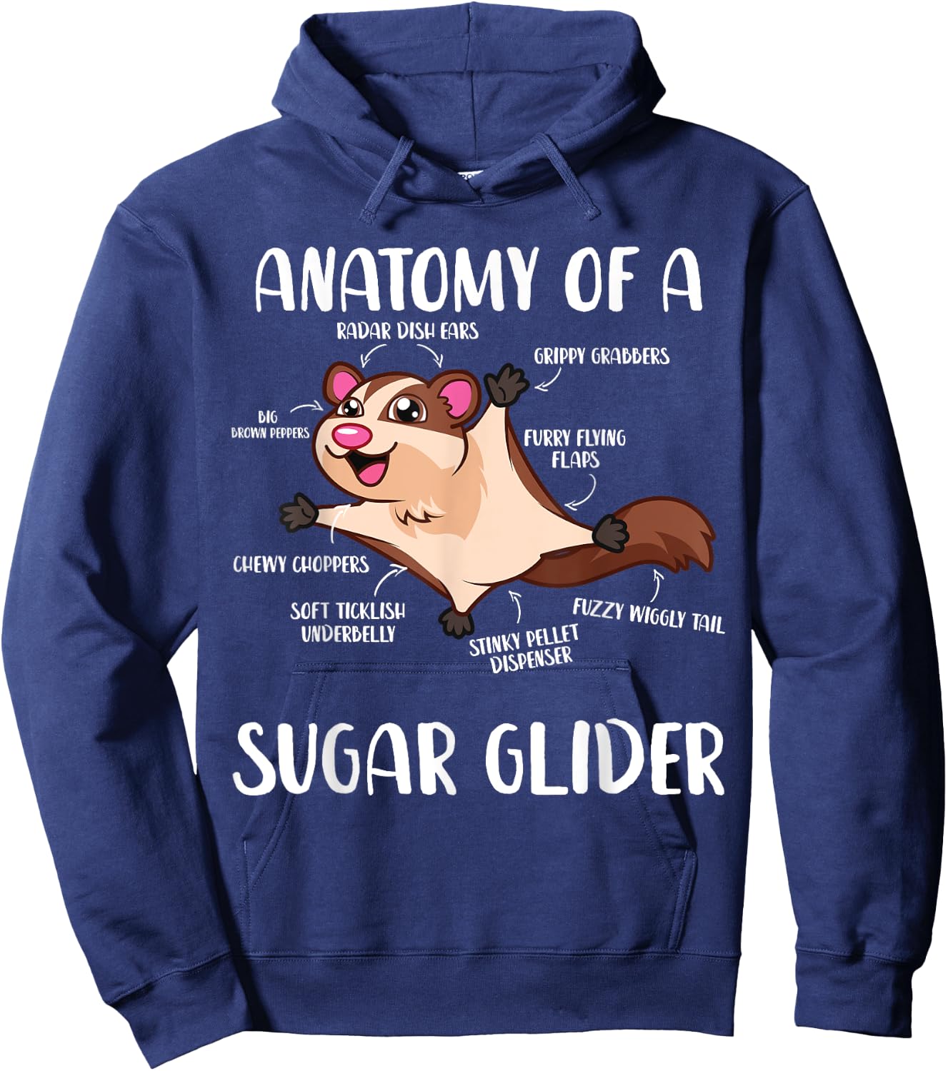 Anatomy Of A Sugar Glider Funny Cute Sugar Glider Gift Hoodie - Hoodie | Navy