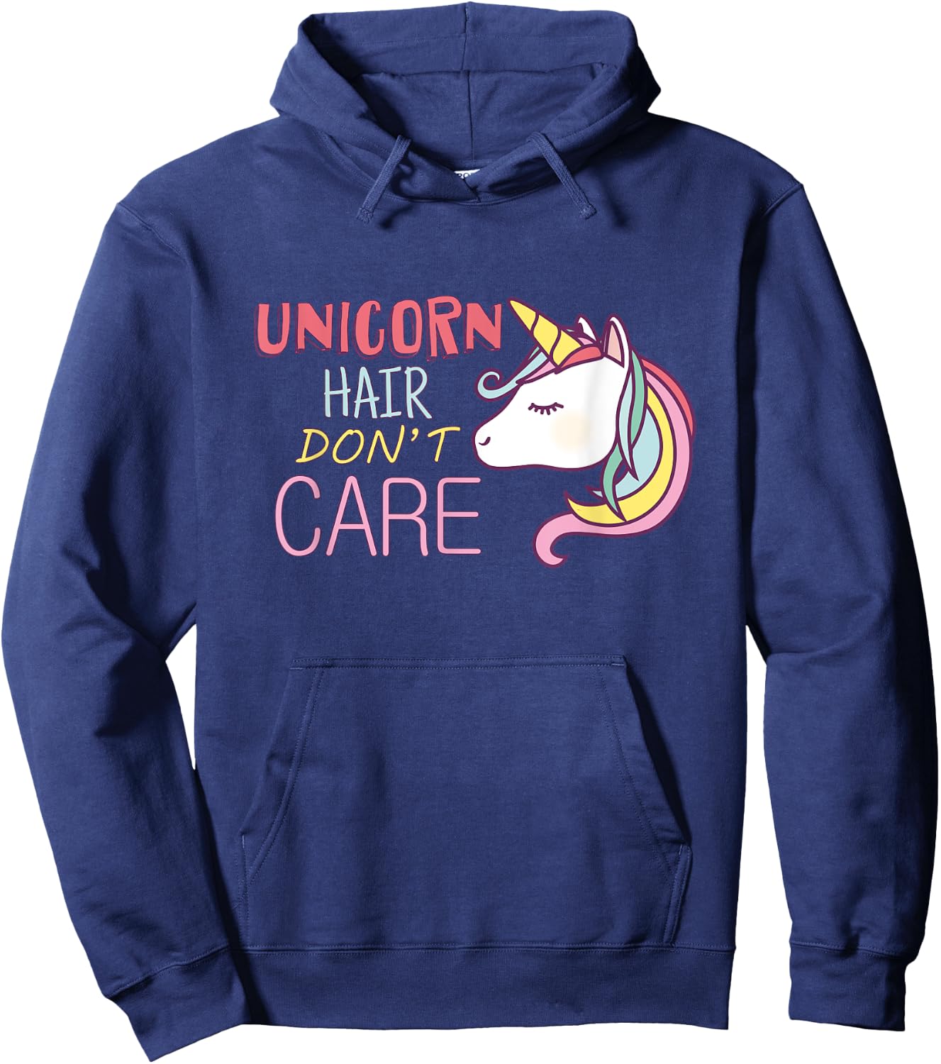 Unicorn Hair Don't Care Cool Unicorn Hoodie - Hoodie | Navy