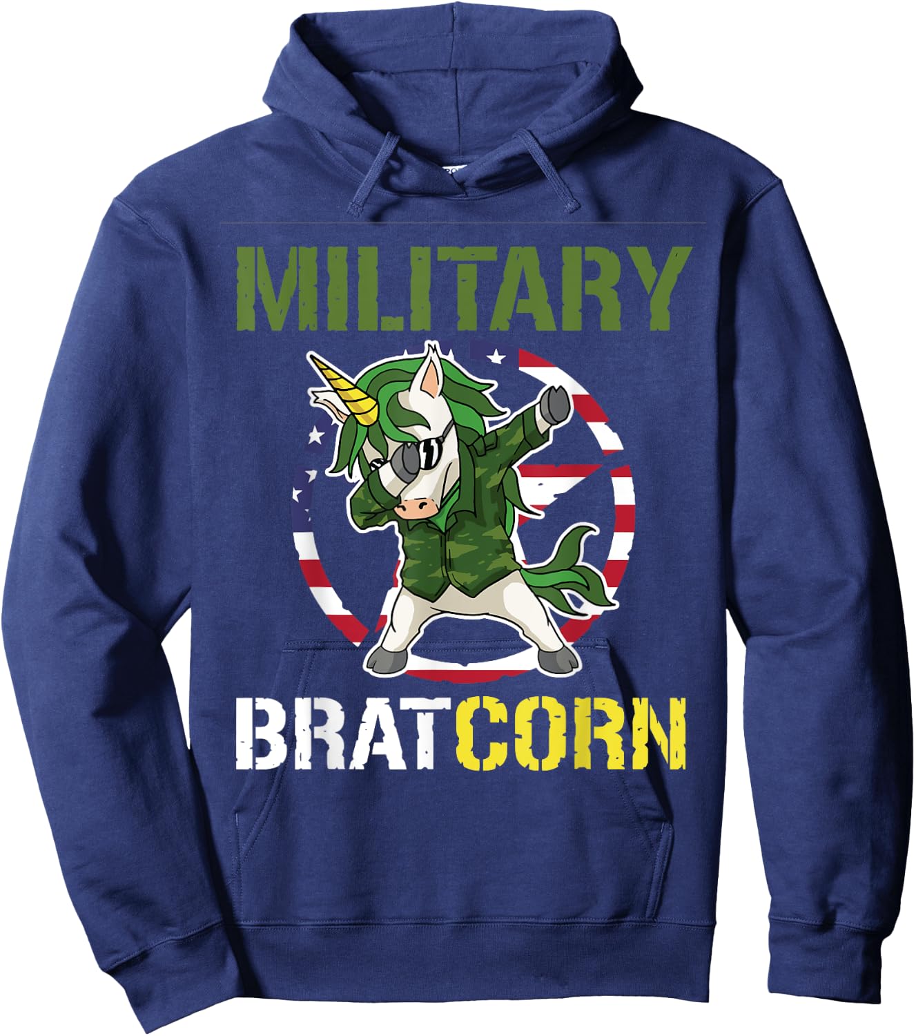 Purple Up Dabbing Bratcorn Unicorn Military Child Month Girl Hoodie - Hoodie | Navy