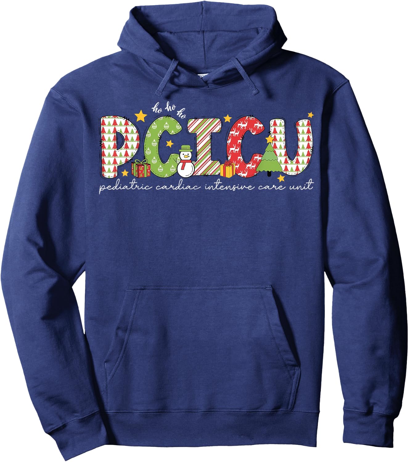 PCICU Nurse Christmas Peds CICU Cardiac Intensive Care Unit Hoodie - Hoodie | Navy