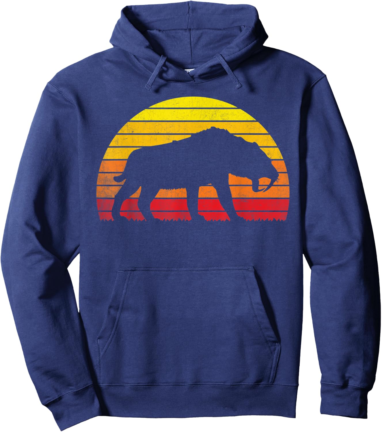 Smilodon Sunset Vintage Retro Saber-Toothed Tiger Hoodie - Hoodie | Navy