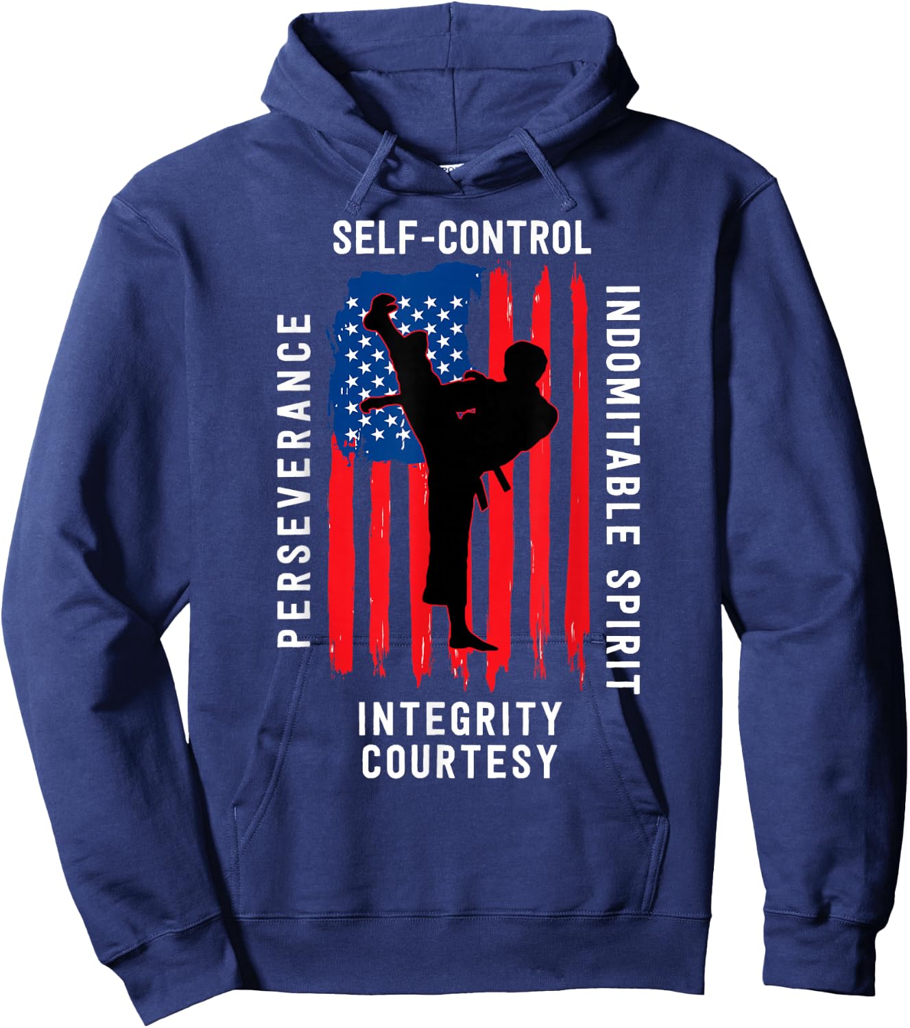 Taekwondo 5 Tenets Martial Arts Sports USA Flag Hoodie - Hoodie | Navy