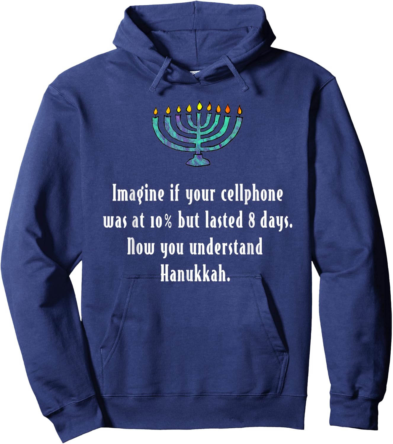 Funny Sarcastic Hanukkah Chanukah Cellphone Quote Gift Hoodie - Hoodie | Navy