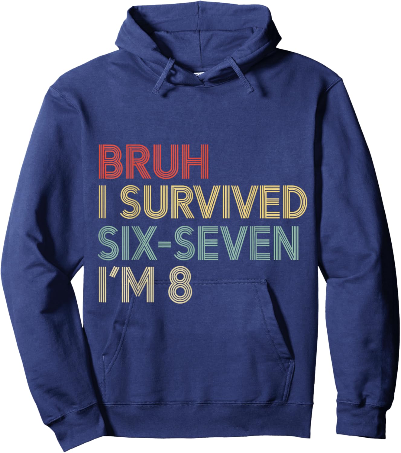 8th Birthday Retro Bruh I Survived Six-Seven Now I’m 8 Funny Hoodie - Hoodie | Navy