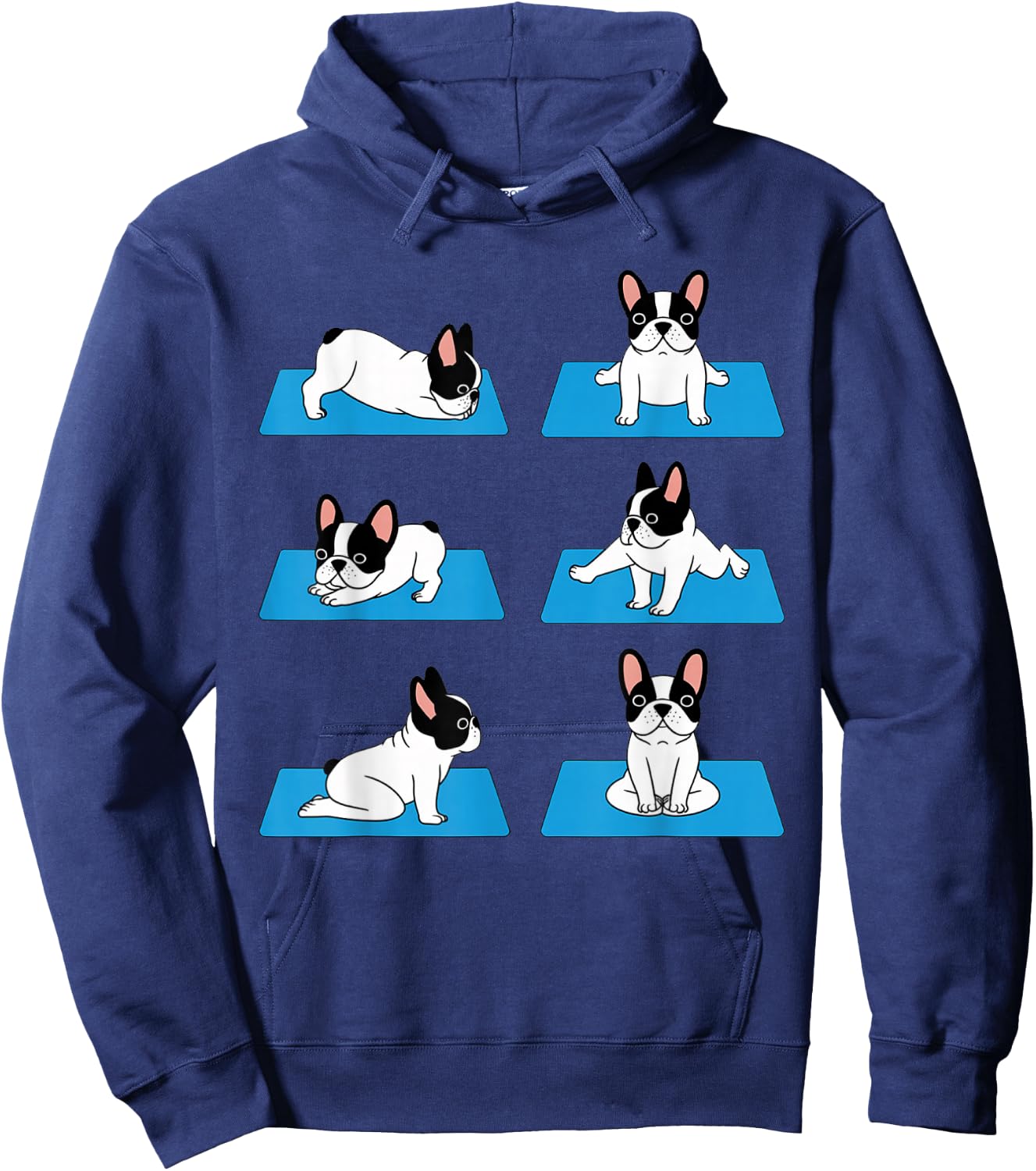 English Bulldog Yoga Puppy Yoga Poses and Meditation Hoodie - Hoodie | Navy