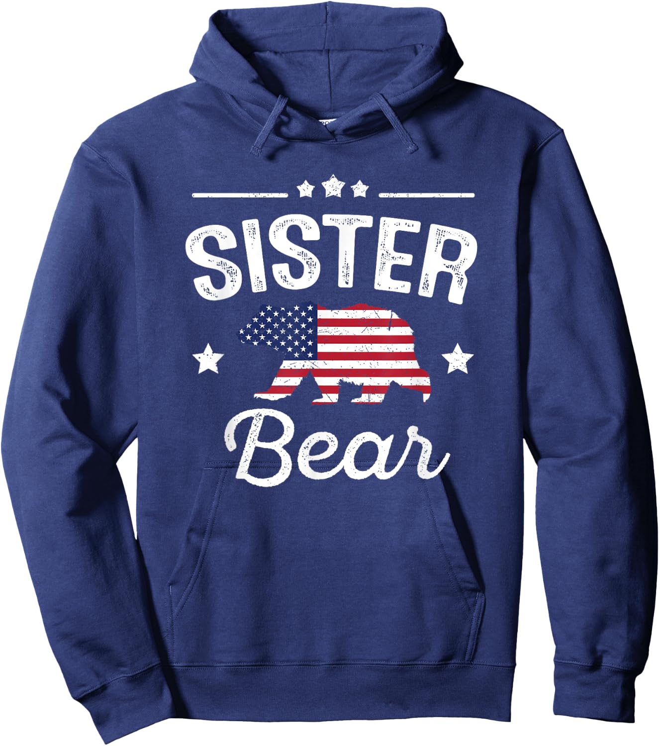 Sister Bear Patriotic Flag Matching 4th Of July Hoodie - Hoodie | Navy