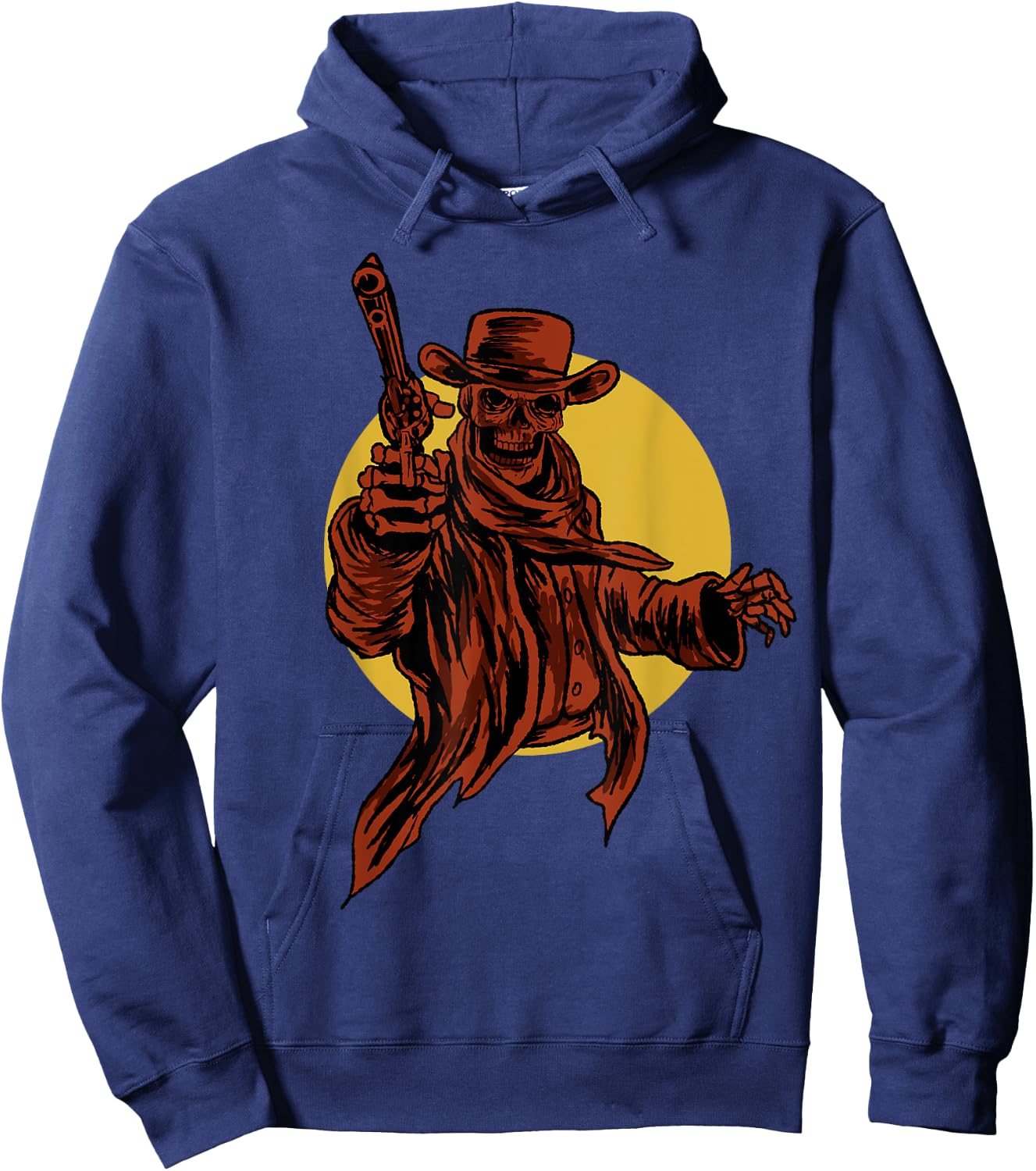 Cowboy Skull Dead Revolver Skeleton Cool Outlaw Gift Hoodie - Hoodie | Navy