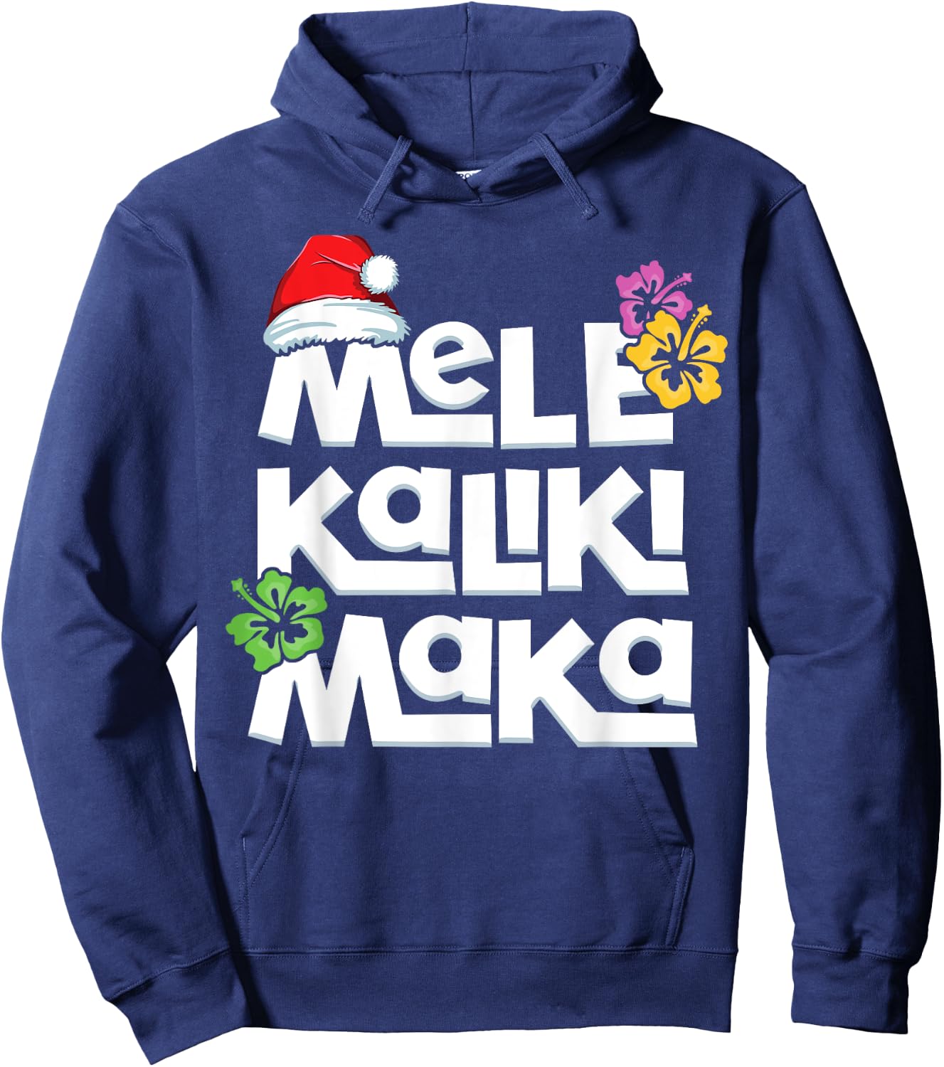Hawaiian Christmas Mele Kalikimaka Tropical Xmas Santa Hoodie - Hoodie | Navy