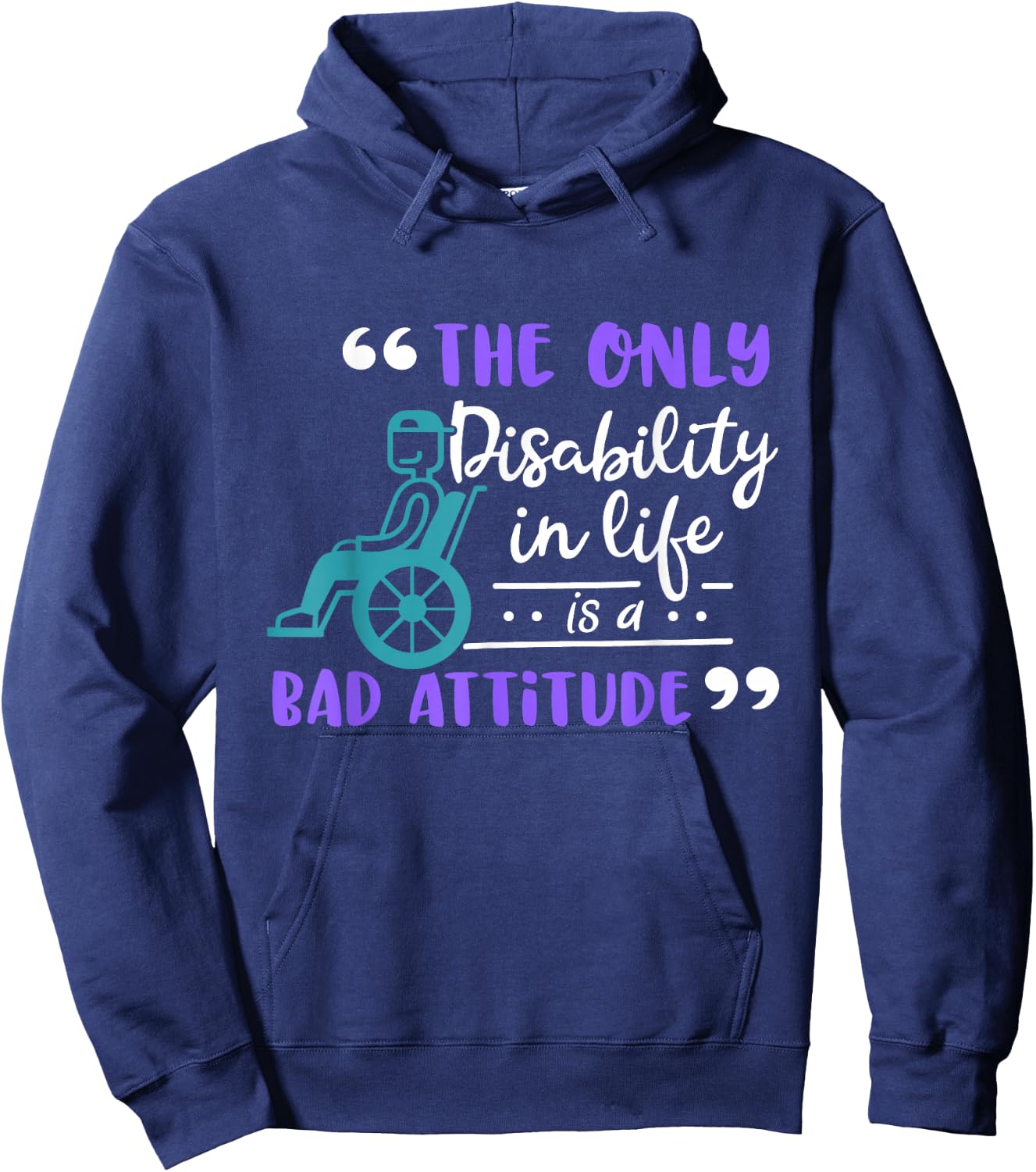 Fun Wheelchair Disability Attitude Gift Hoodie - Hoodie | Navy