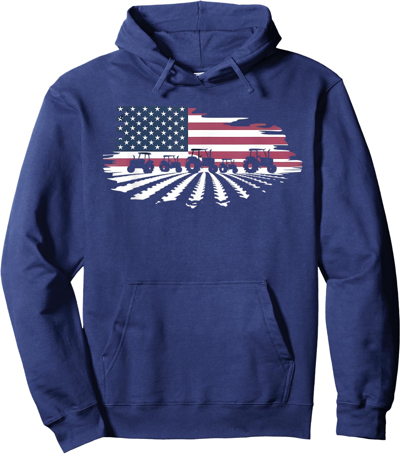 Agriculture Farm Tractor USA Flag Tractor American Farm Hoodie - Hoodie | Navy