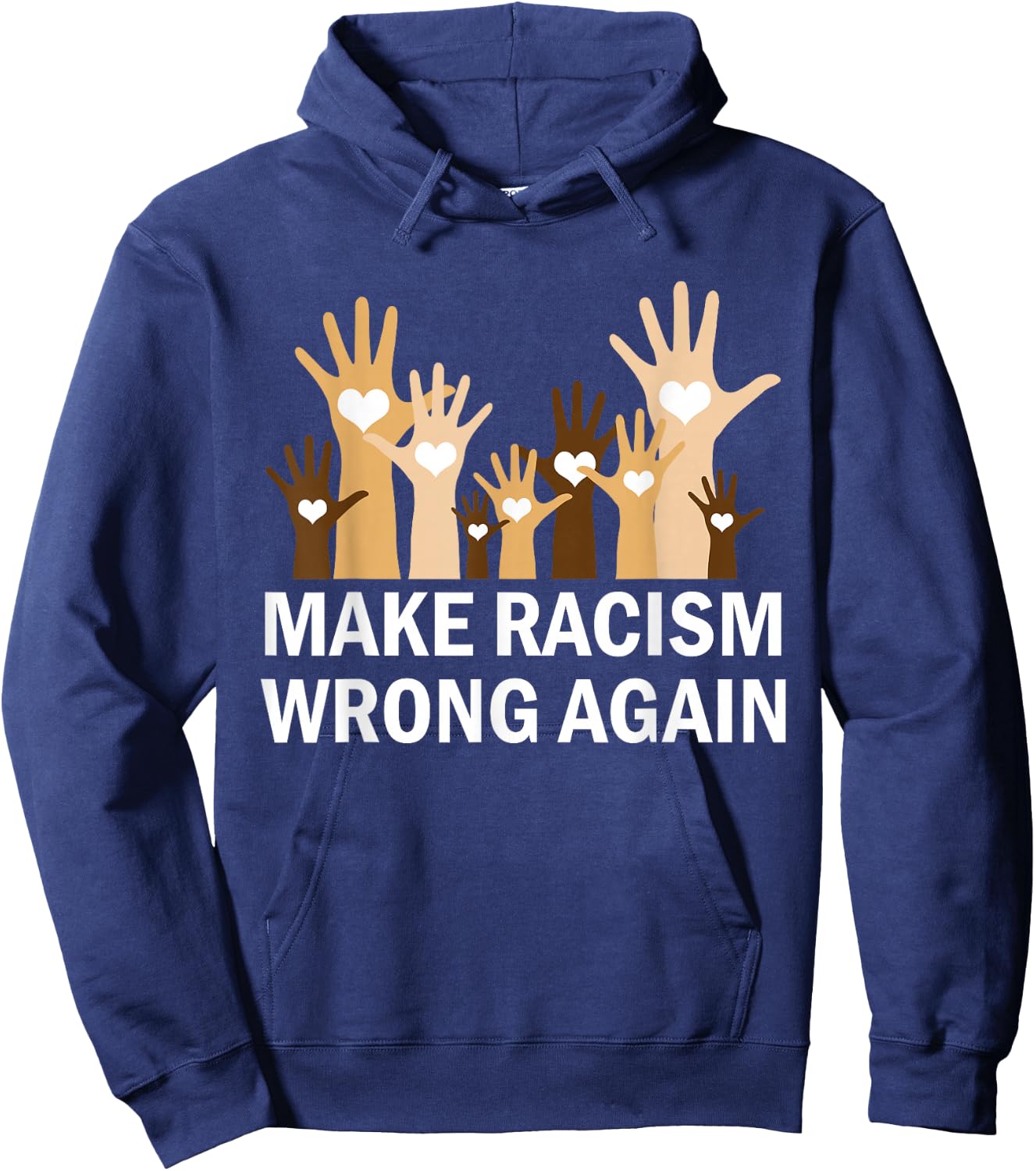 Make Racism Wrong Again Anti-Hate Resist Anti-Trump Hoodie - Hoodie | Navy