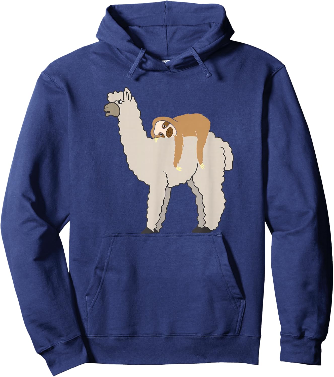 Cute & Funny Sloth Riding Llama Hoodie - Hoodie | Navy