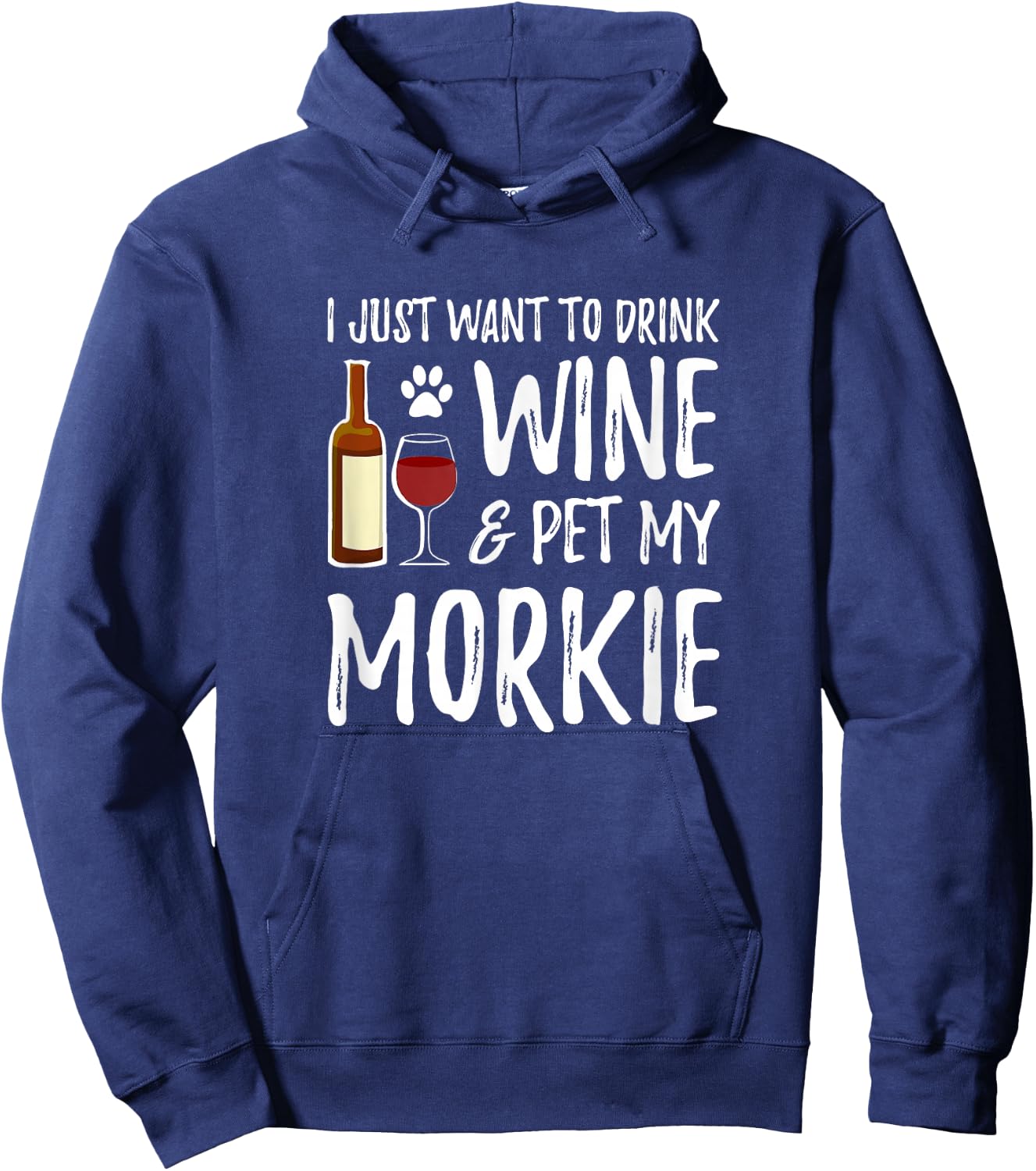 Wine and Morkie Shirt Funny Dog Mom or Dog Dad Gift Men Women Hoodie - Hoodie | Navy