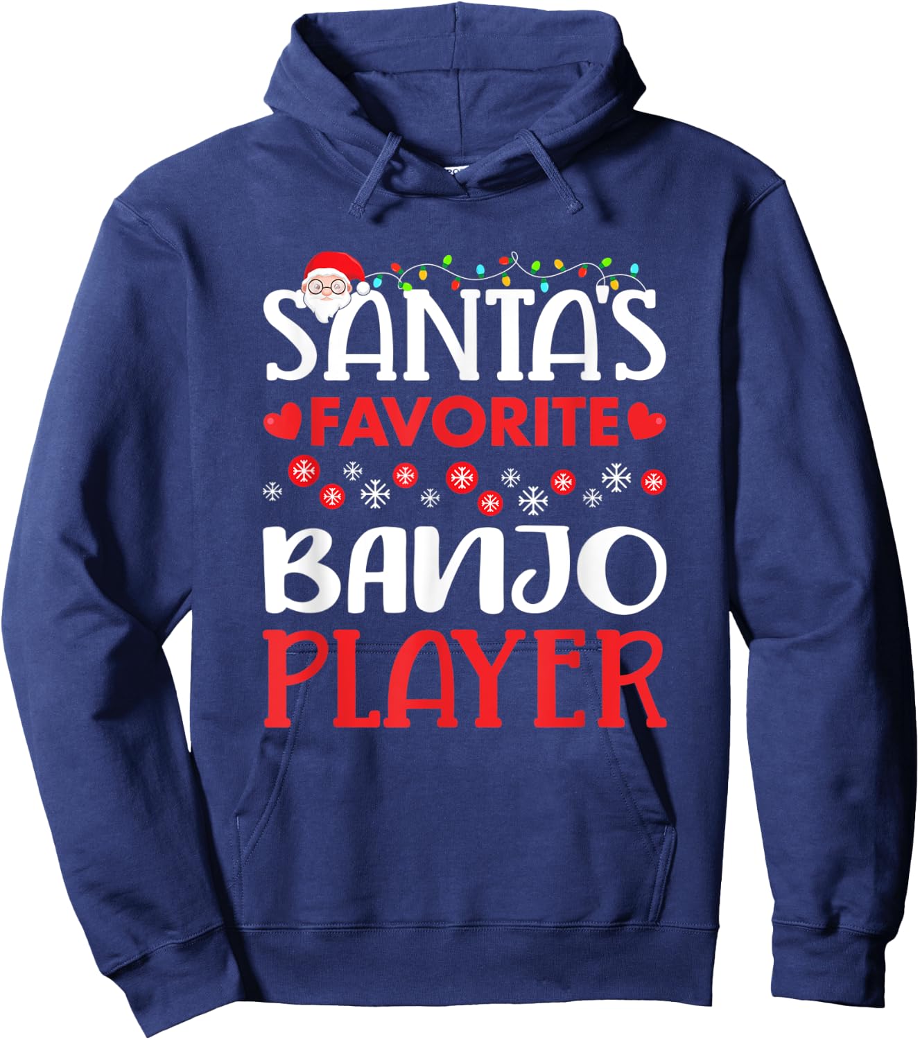 Funny Santa's Favorite Banjo Player Christmas Gift Hoodie - Hoodie | Navy