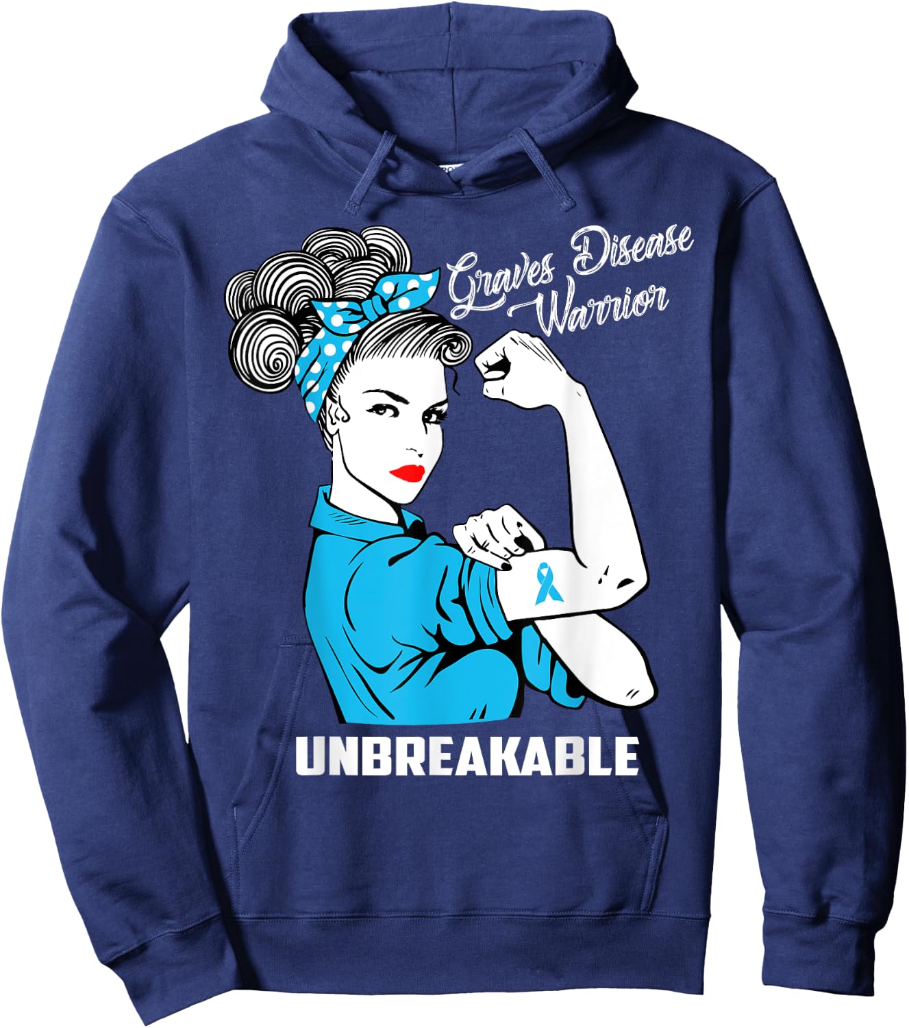 Graves Disease Warrior Unbreakable Awareness Gift Hoodie - Hoodie | Navy