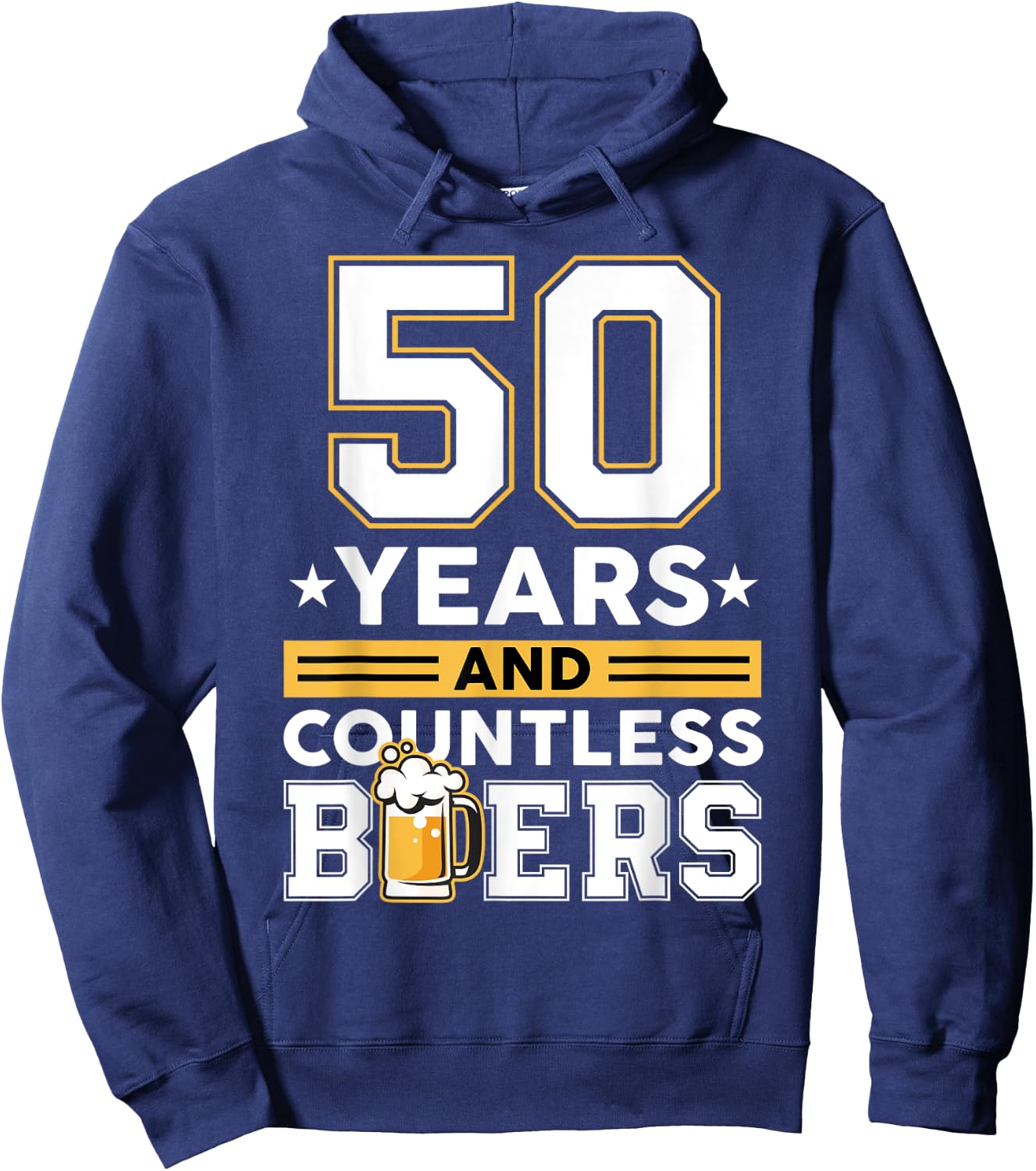 50 Years and Countless Beers Funny Birthday Husband Coworker Hoodie - Hoodie | Navy
