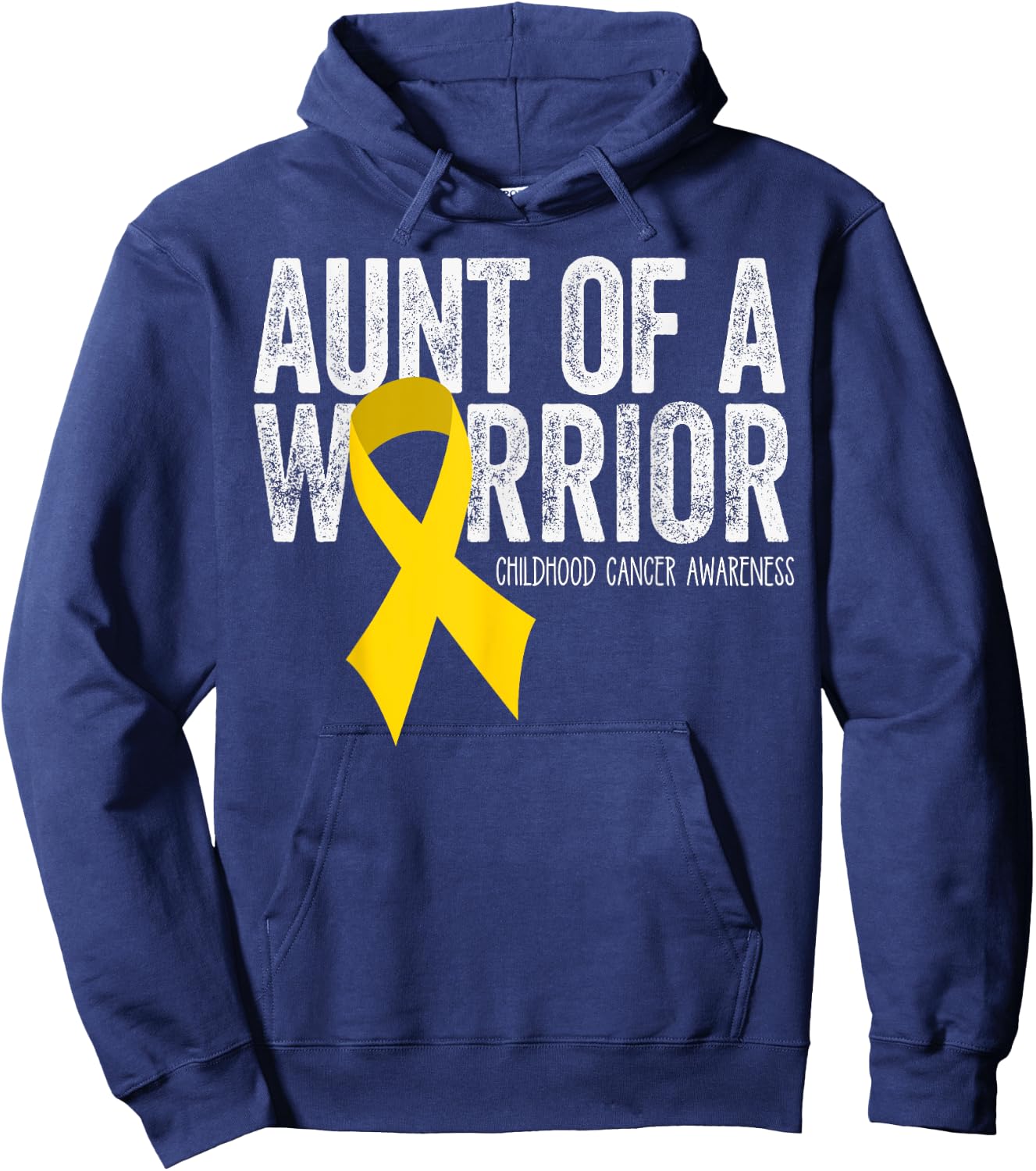 Aunt of a Warrior Childhood Cancer T Shirt Auntie Ribbon Hoodie - Hoodie | Navy