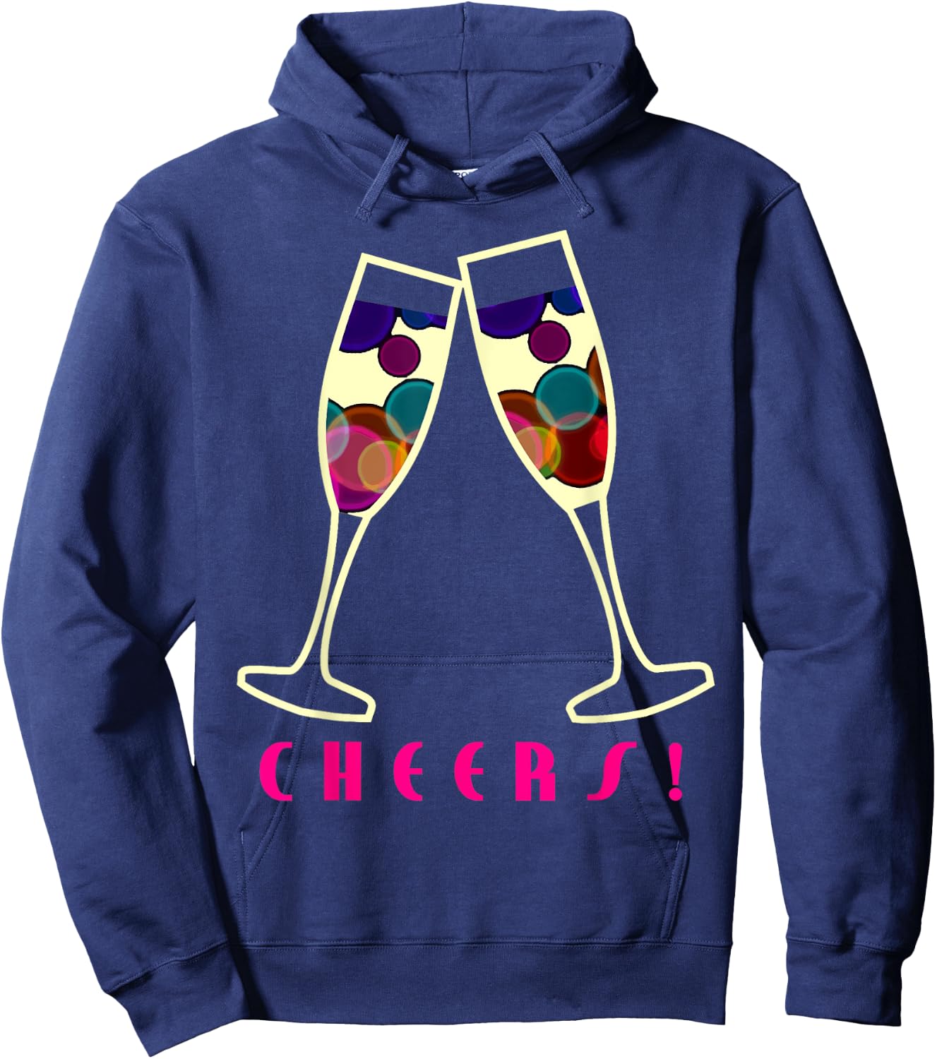 Cheers Champagne Glasses Party Graphic Shirt Hoodie - Hoodie | Navy