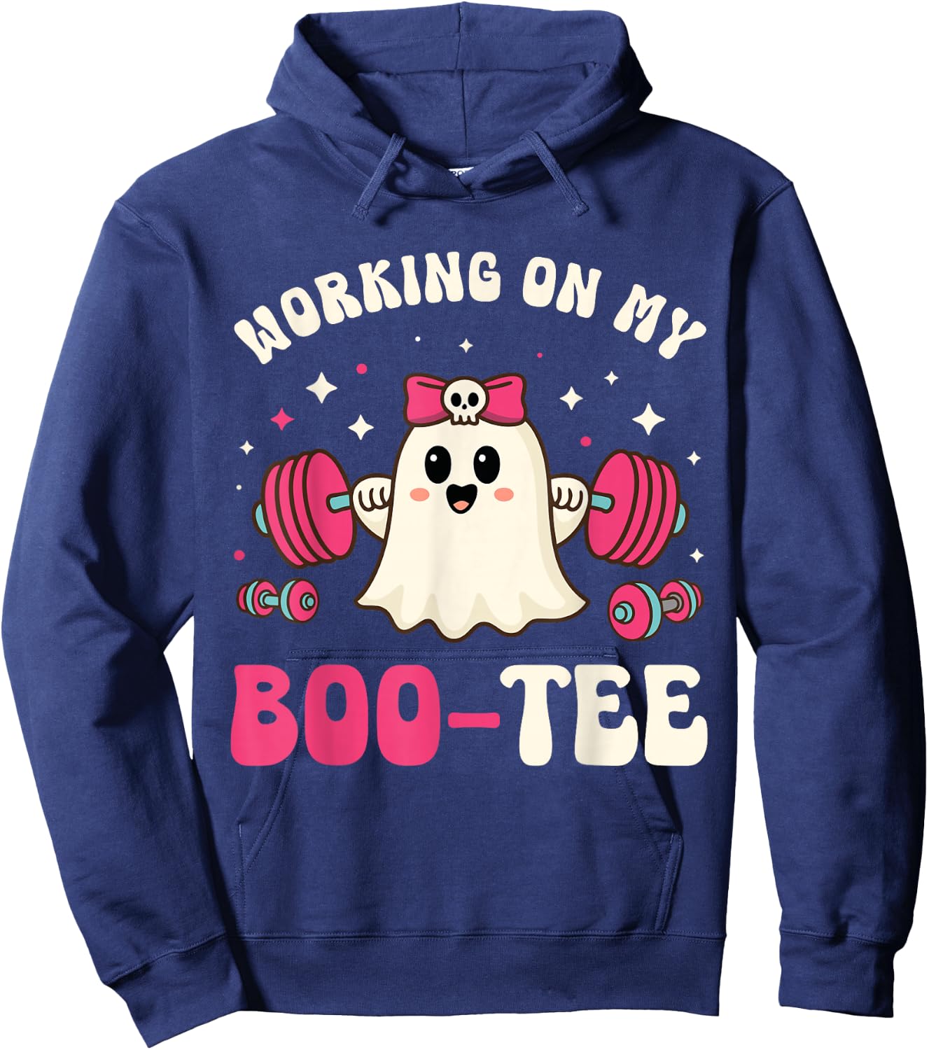 Working on My Boo Funny Gym Halloween Dead Lift Ghost Hoodie - Hoodie | Navy