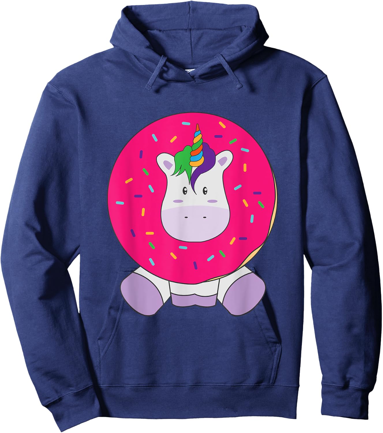 Cute Unicorn Donut Kawaii Girly Women T Shirt Hoodie - Hoodie | Navy