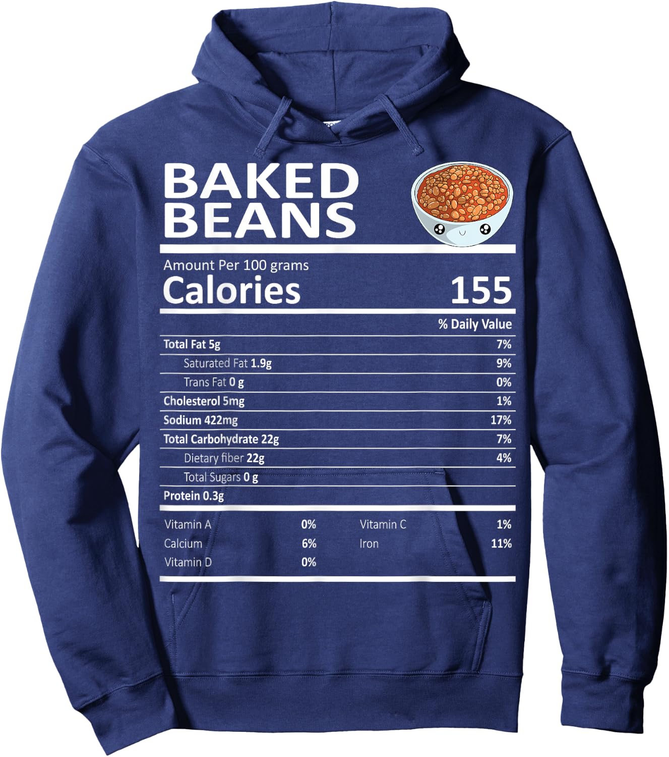 Baked Beans Nutritional Facts Thanksgiving X-Mas Gift Food Hoodie - Hoodie | Navy