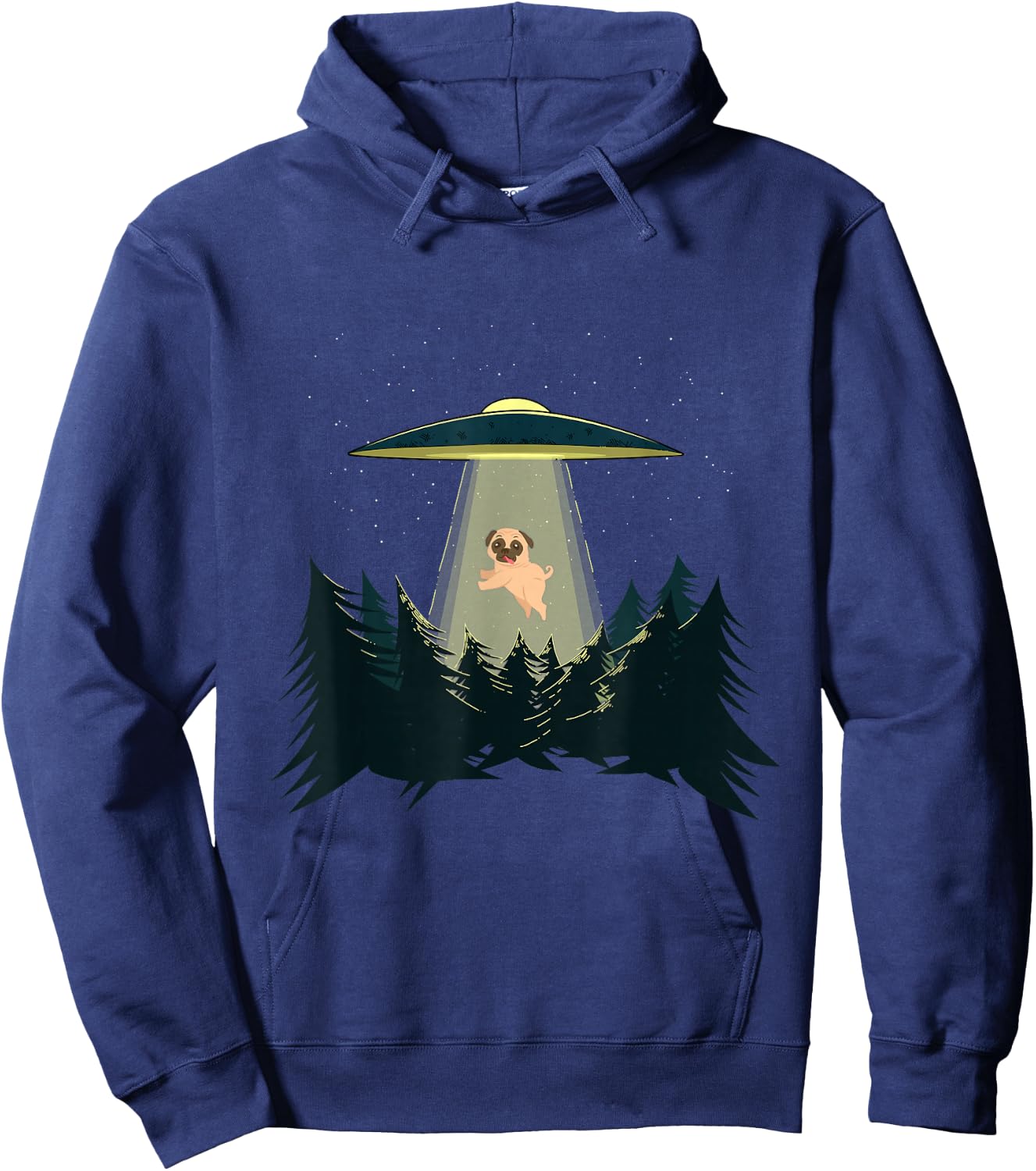 Pug Alien Abduction - - UFO - Adorable Dog Shirt Hoodie - Hoodie | Navy