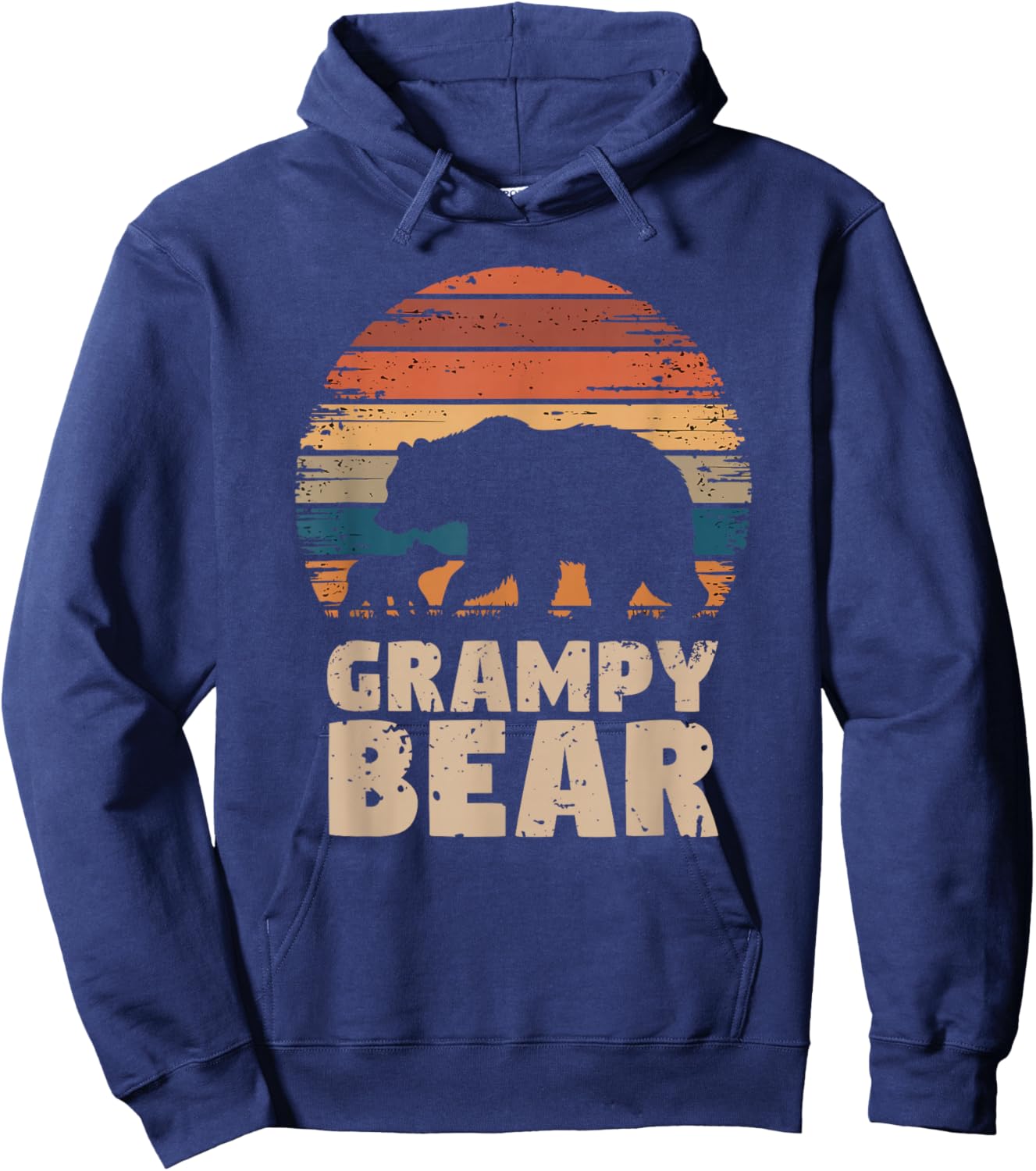 Grampy Bear Vintage Retro Funny Father's Day 1 Cub Kid Hoodie - Hoodie | Navy